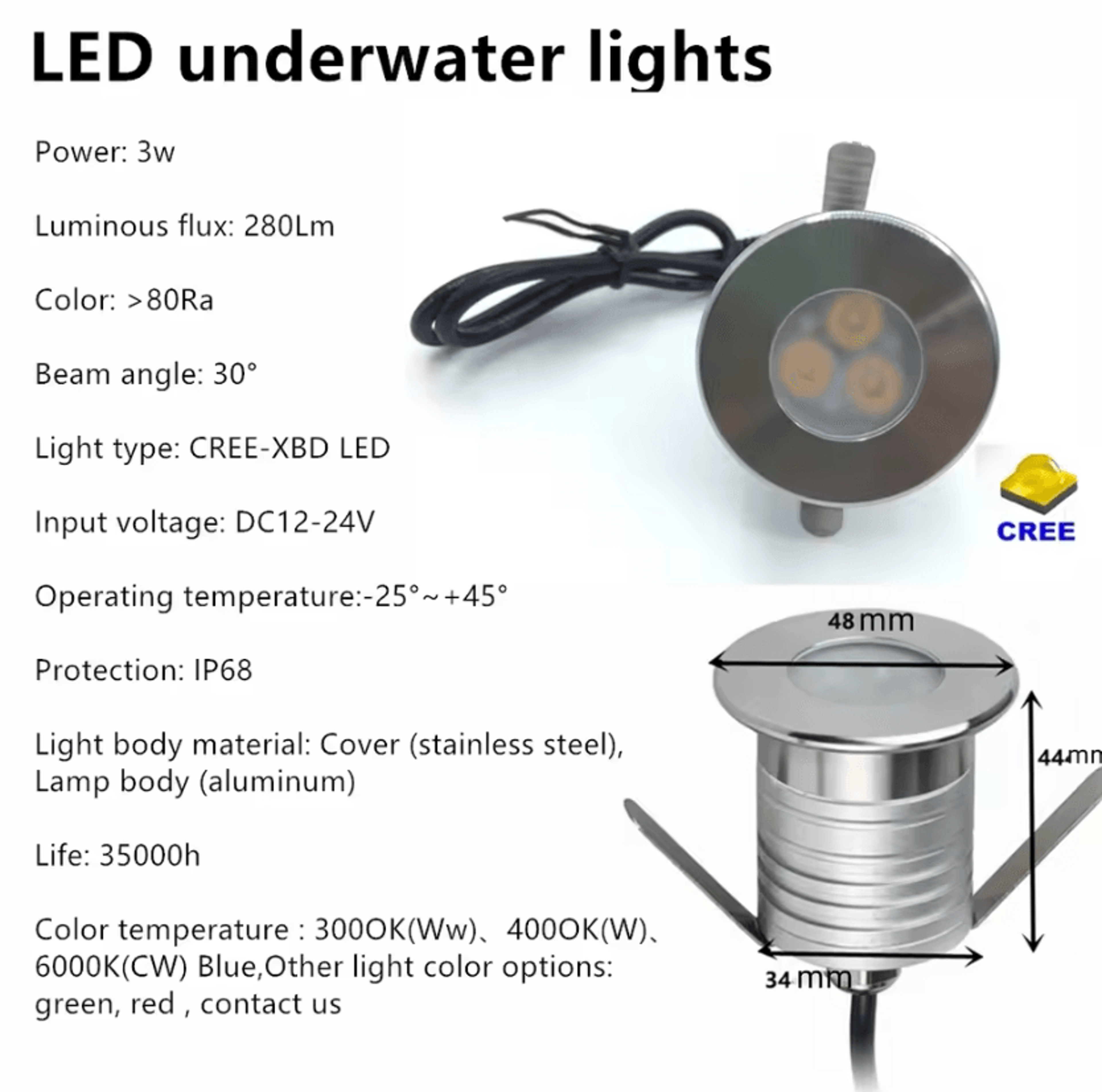 3W IP68 Waterproof LED Underwater Spotlight 12V Submersible Pool Light For Fountains Ponds And Aqua 2