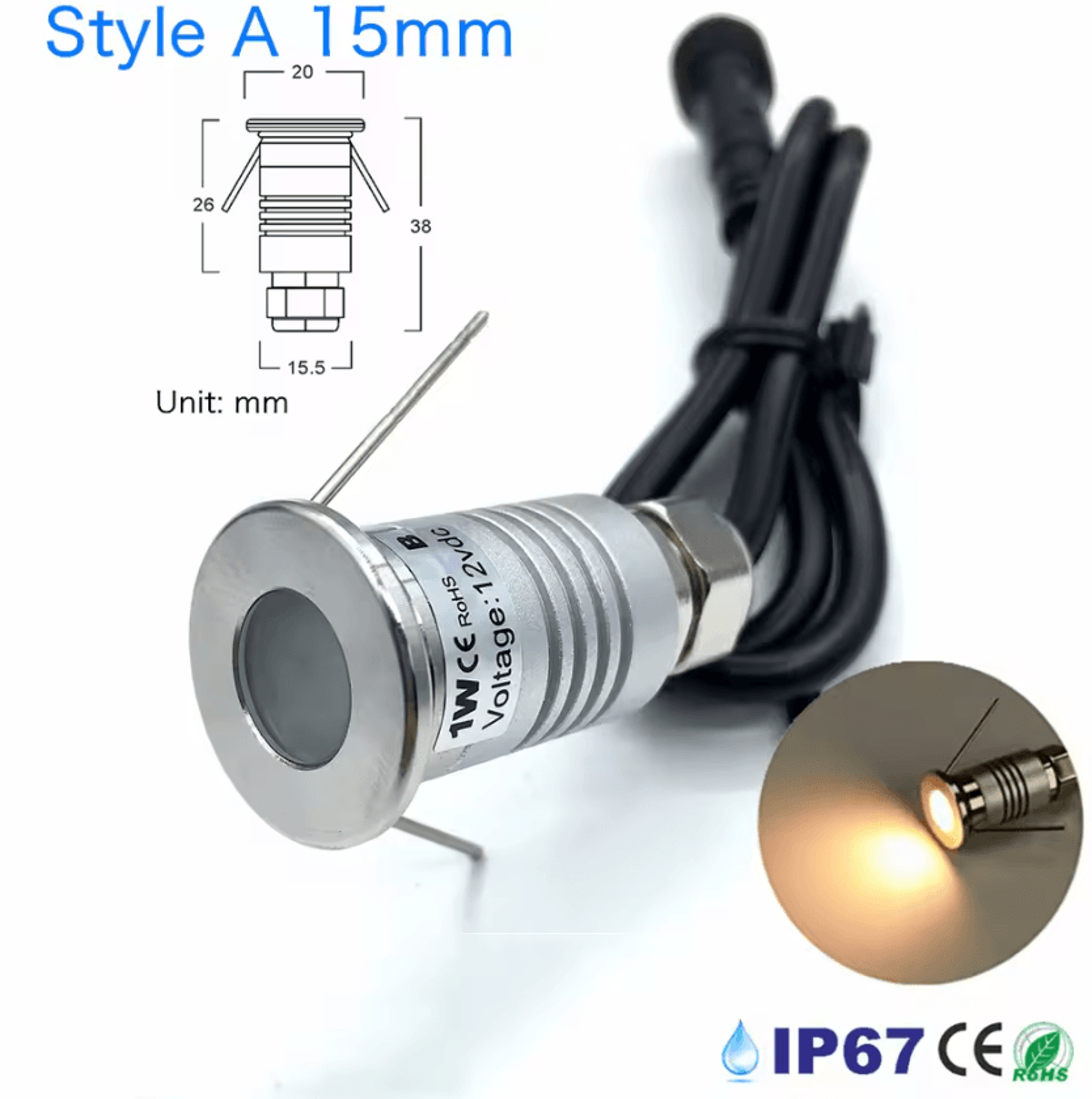 1W 3W IP67 Waterproof LED Underground Light 12V Recessed Deck Spotlight For Garden Pathways And Sta 5