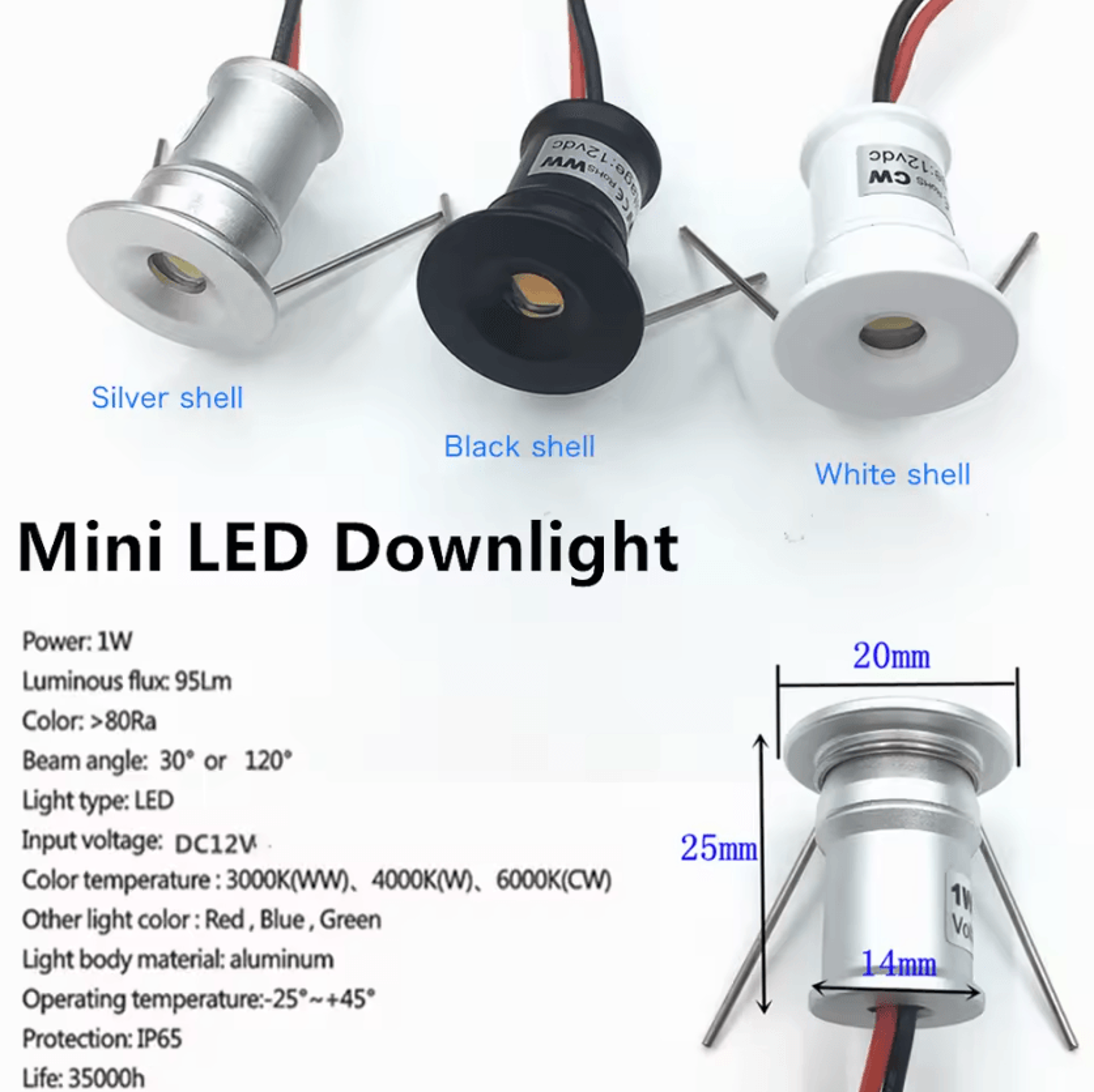 1W Dimmable Mini LED Spotlight 12V IP65 Recessed Downlight For Ceiling Stairs Cabinets And Party Li 1