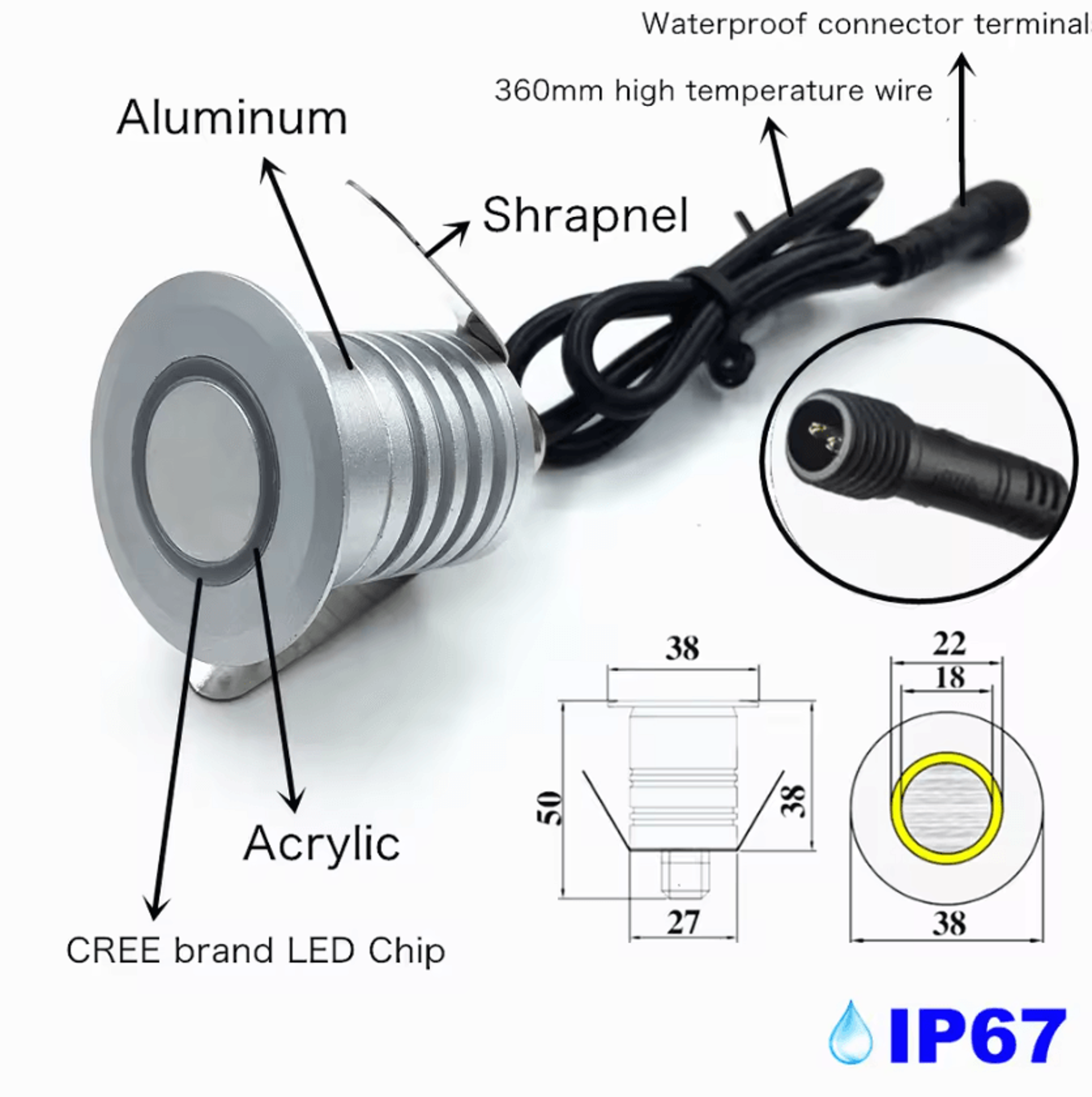 1W IP67 Waterproof LED Step Light 12V 24V Recessed Stair Wall Lamp For Indoor Outdoor Pathway And C 3