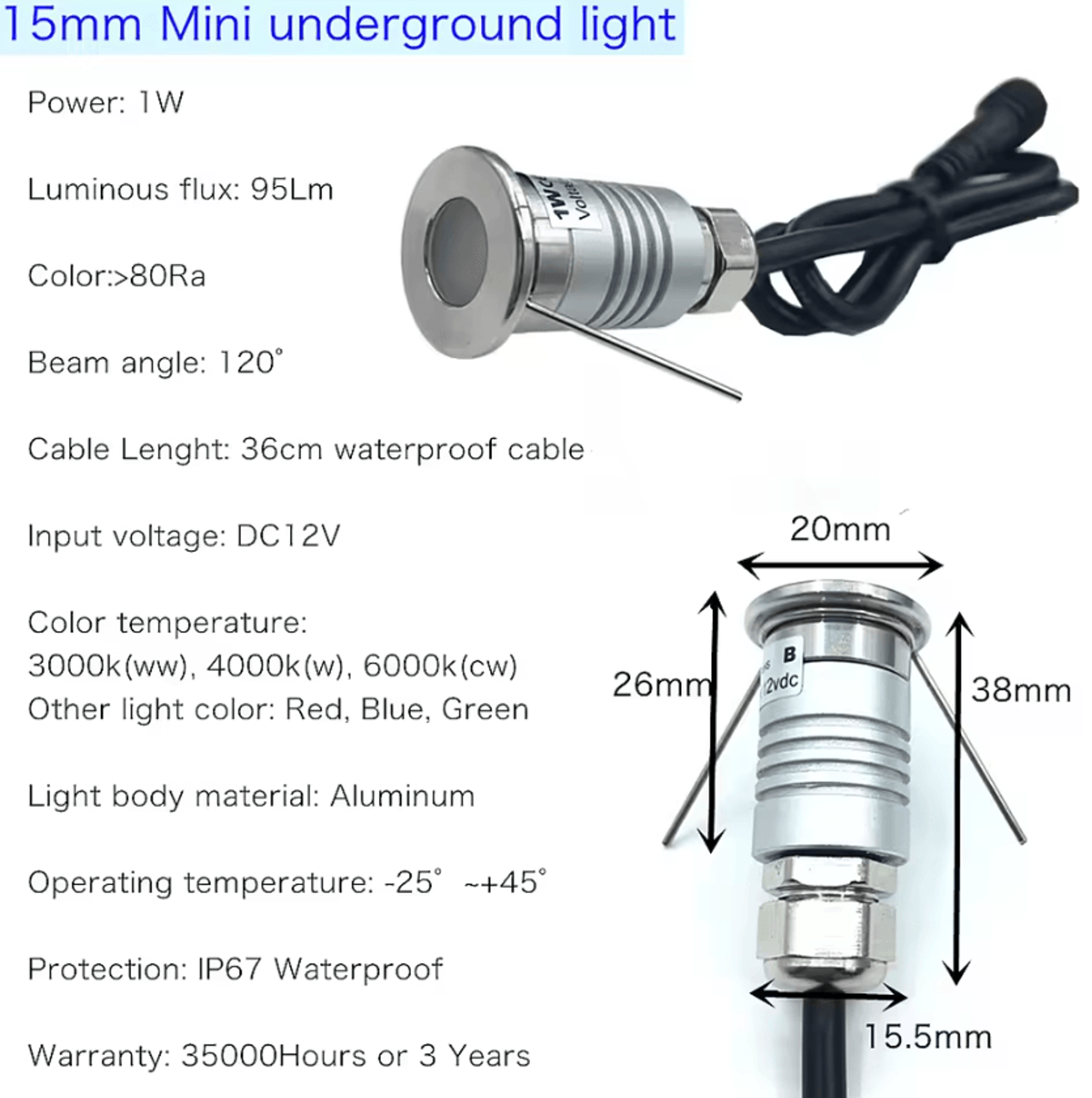 1W IP67 Waterproof LED Deck Floor Light 12V Mini Recessed Spotlight For Garden Stairs And Pathways 2