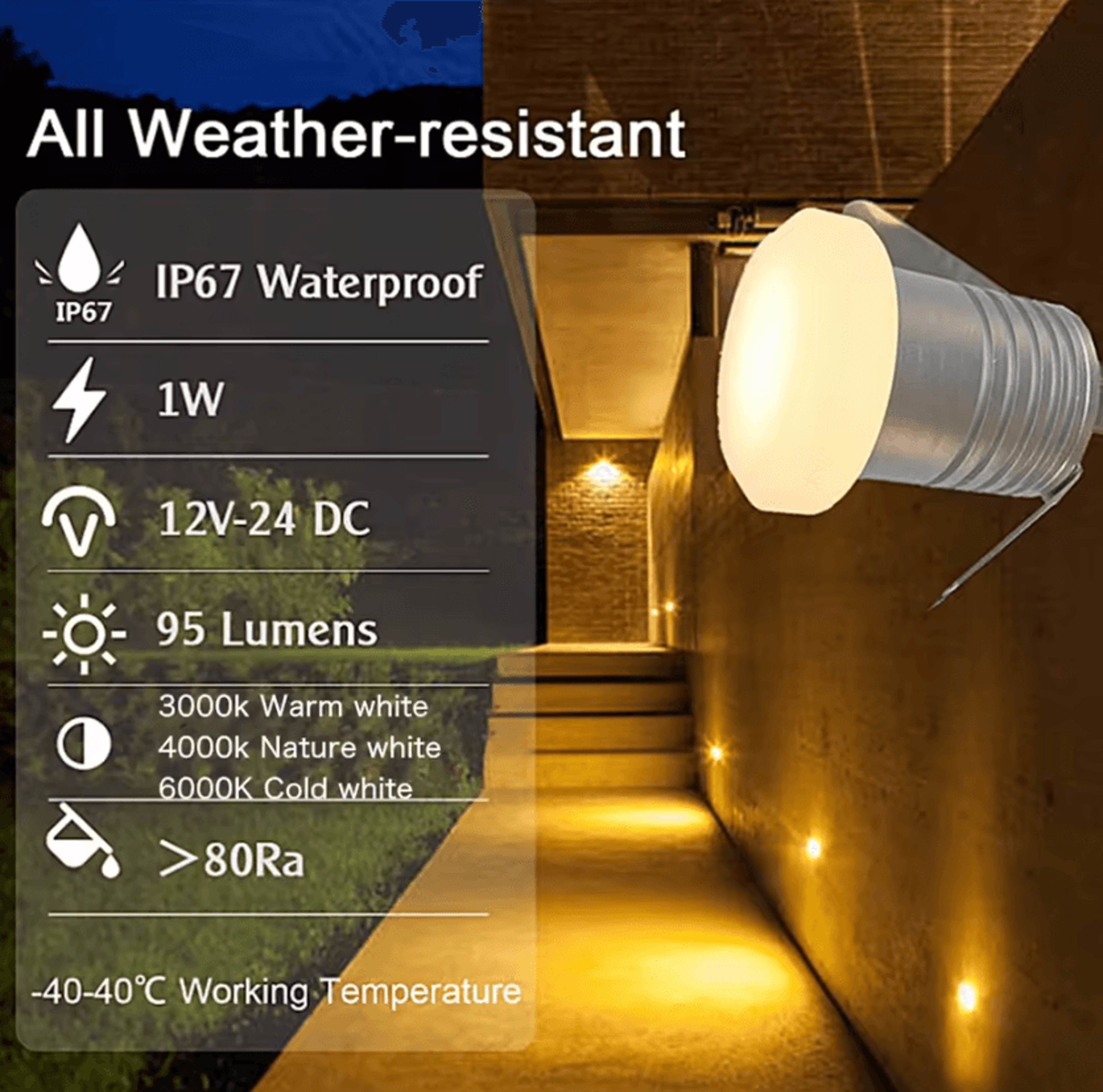 1W IP67 LED Inground Floor Light 12V 24V Waterproof Recessed Lamp For Garden Paths Stairs And Decks 2