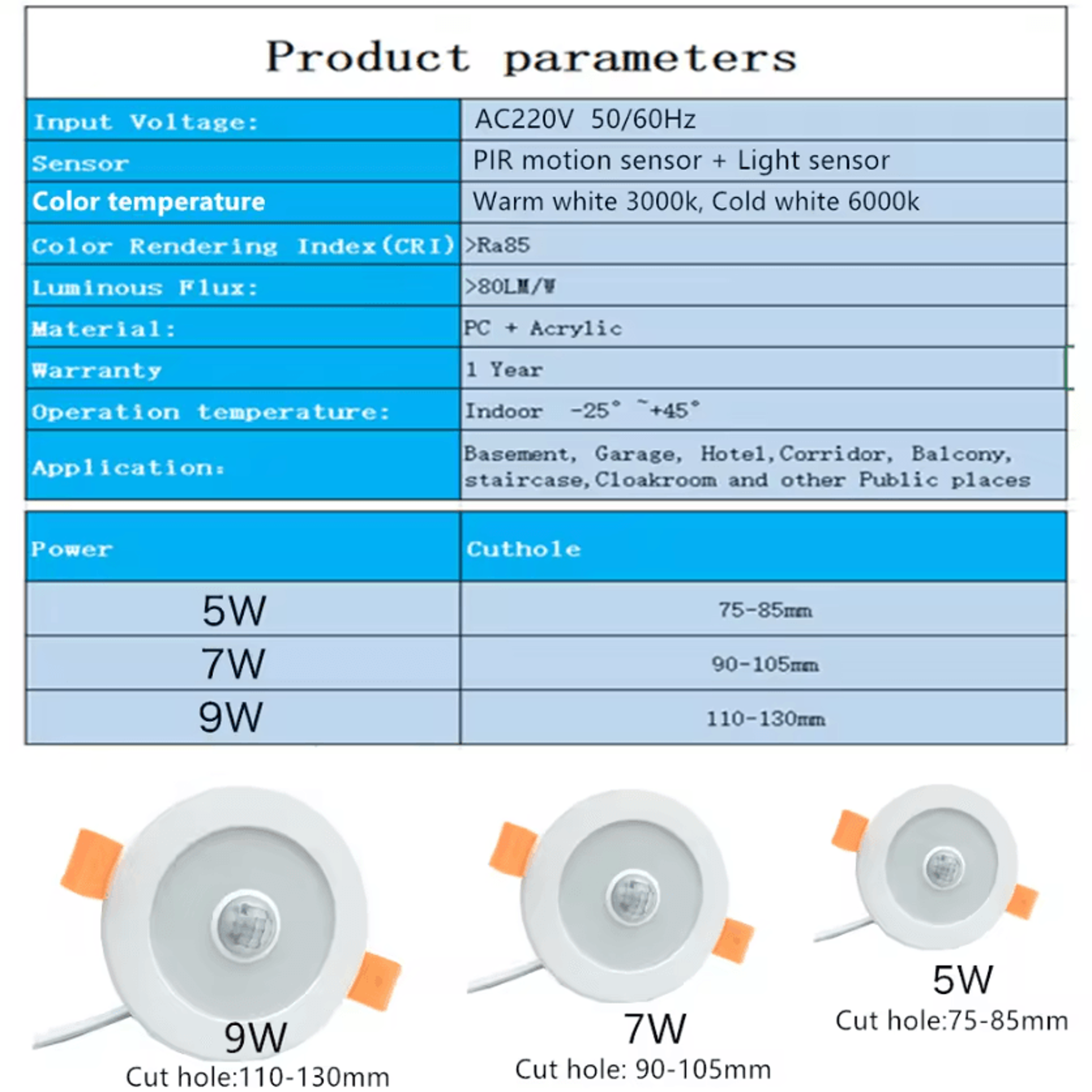 5W 7W 9W PIR Motion Sensor LED Downlight 220V Smart Recessed Ceiling Lamp For Hallways Stairs And G 2