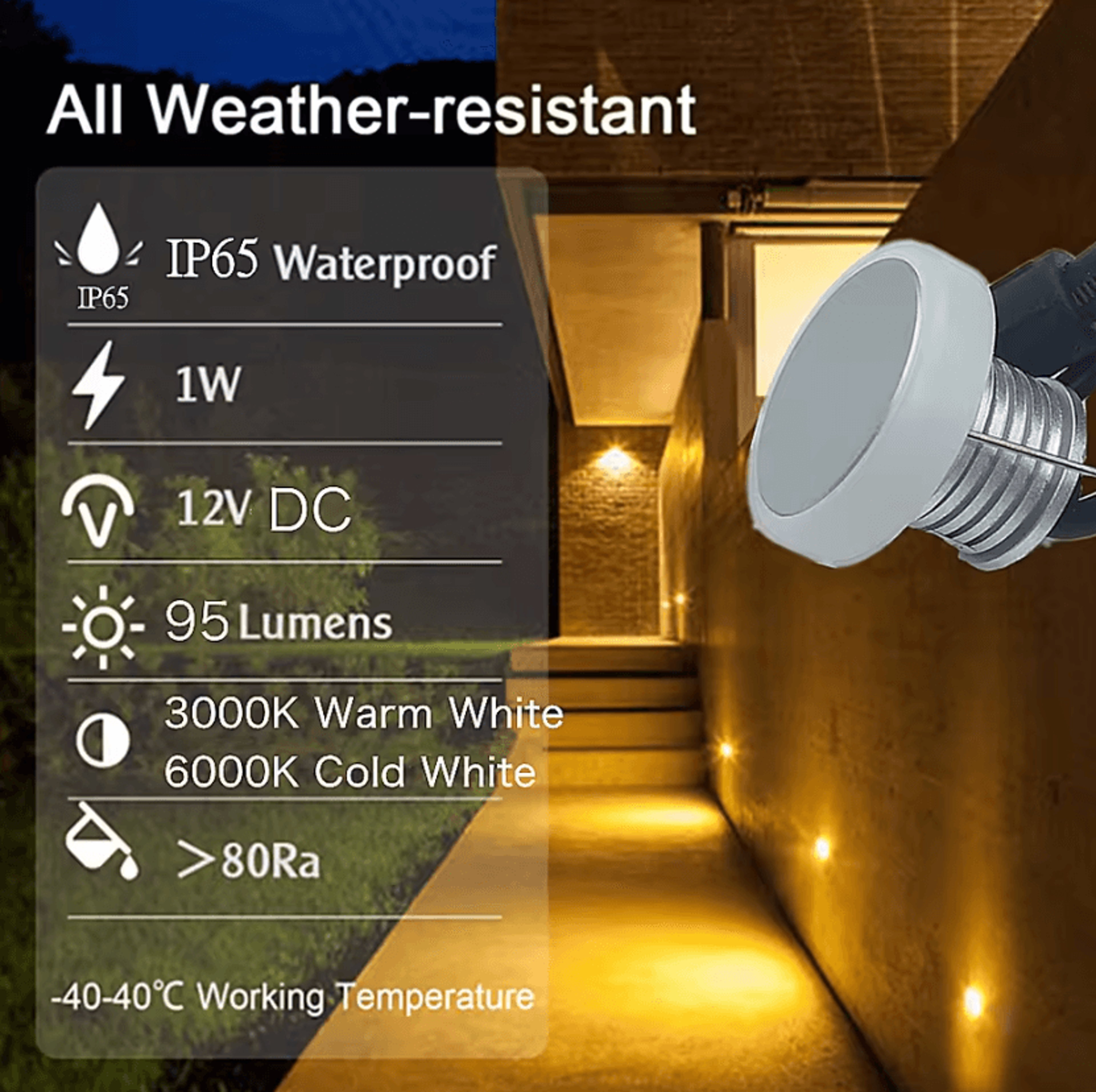 1W IP65 Waterproof LED Recessed Wall Light 12V Stair Step Sconce For Indoor Outdoor Corridors And G 4