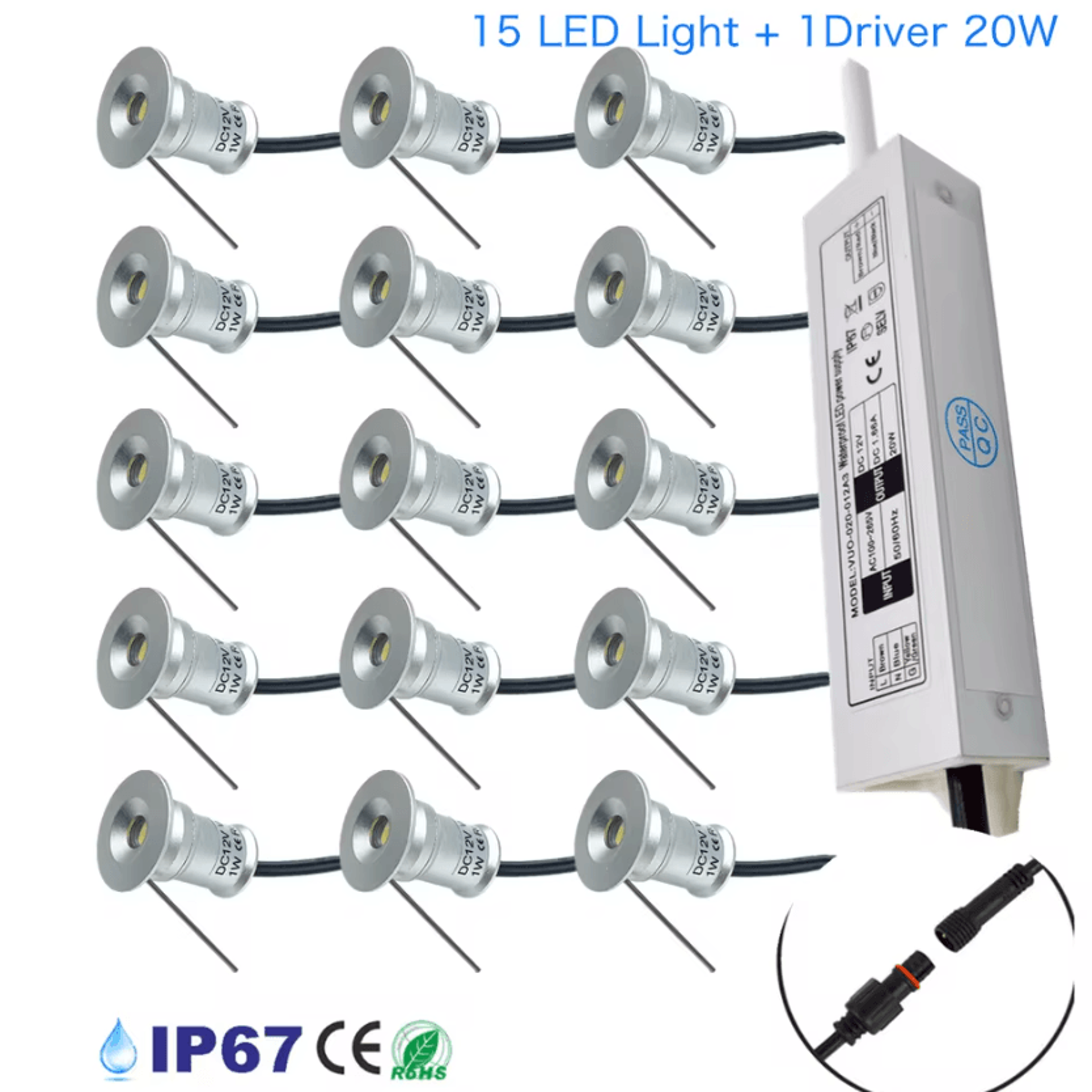 1W IP67 Waterproof Recessed LED Ground Light 12V Outdoor Garden Stair Spotlight With 110V 220V Driv 8