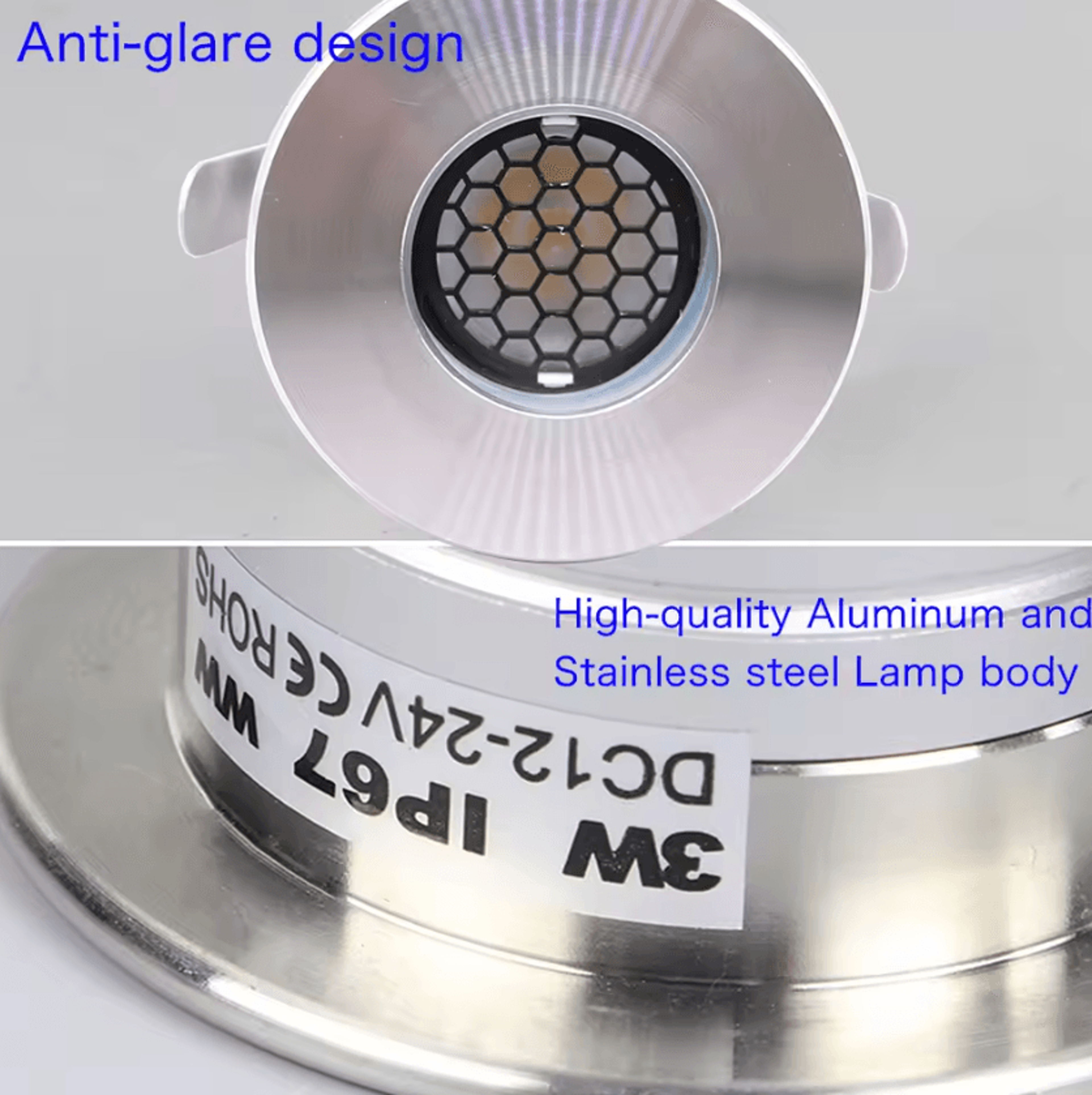 1W 3W IP67 AntiGlare LED Underground Light 12V 24V Waterproof Recessed Garden Floor Spotlight 3
