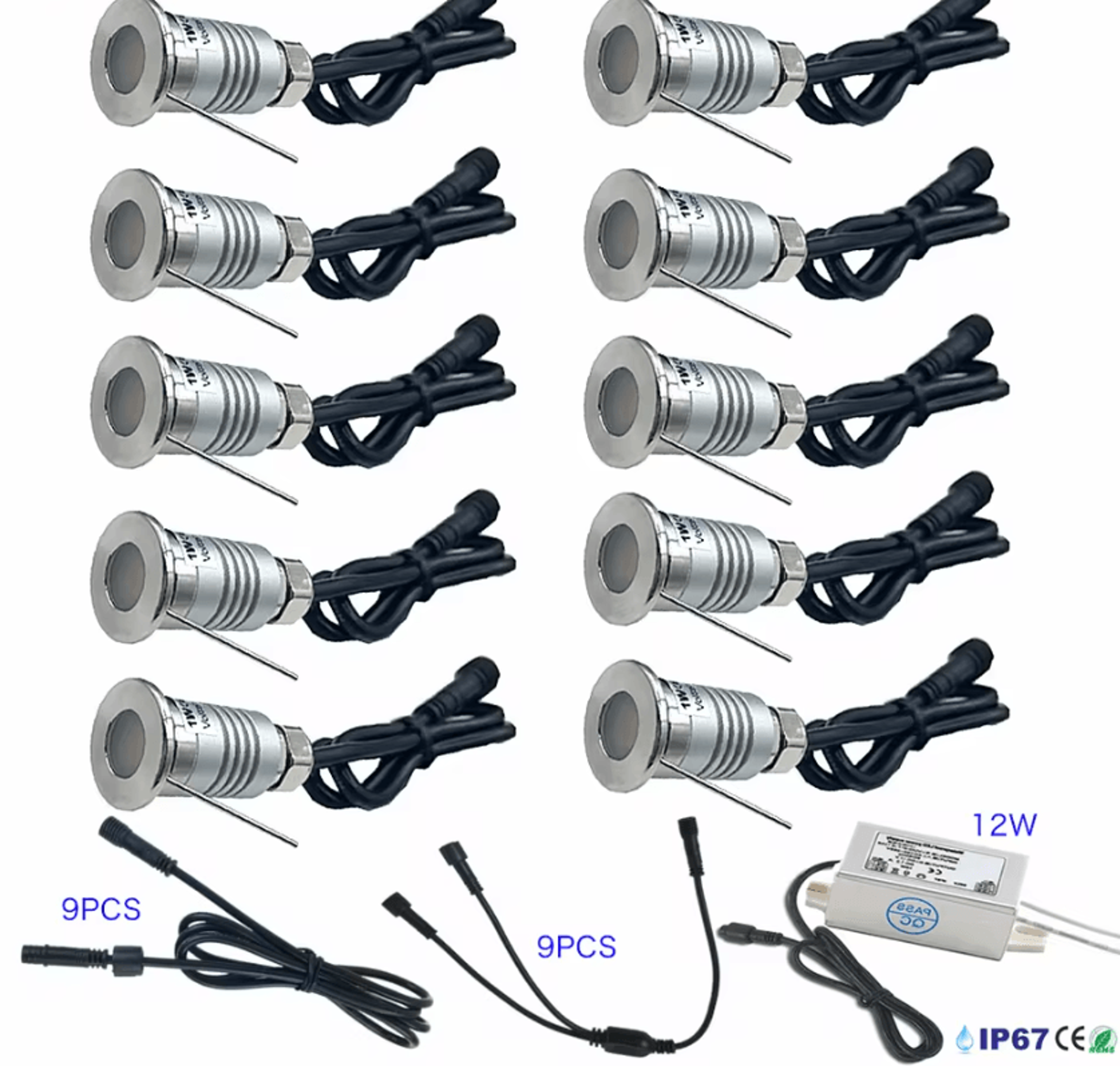 1W Mini LED Underground Deck Light 12V IP67 Waterproof Recessed Garden Spotlight With Transformer O 7