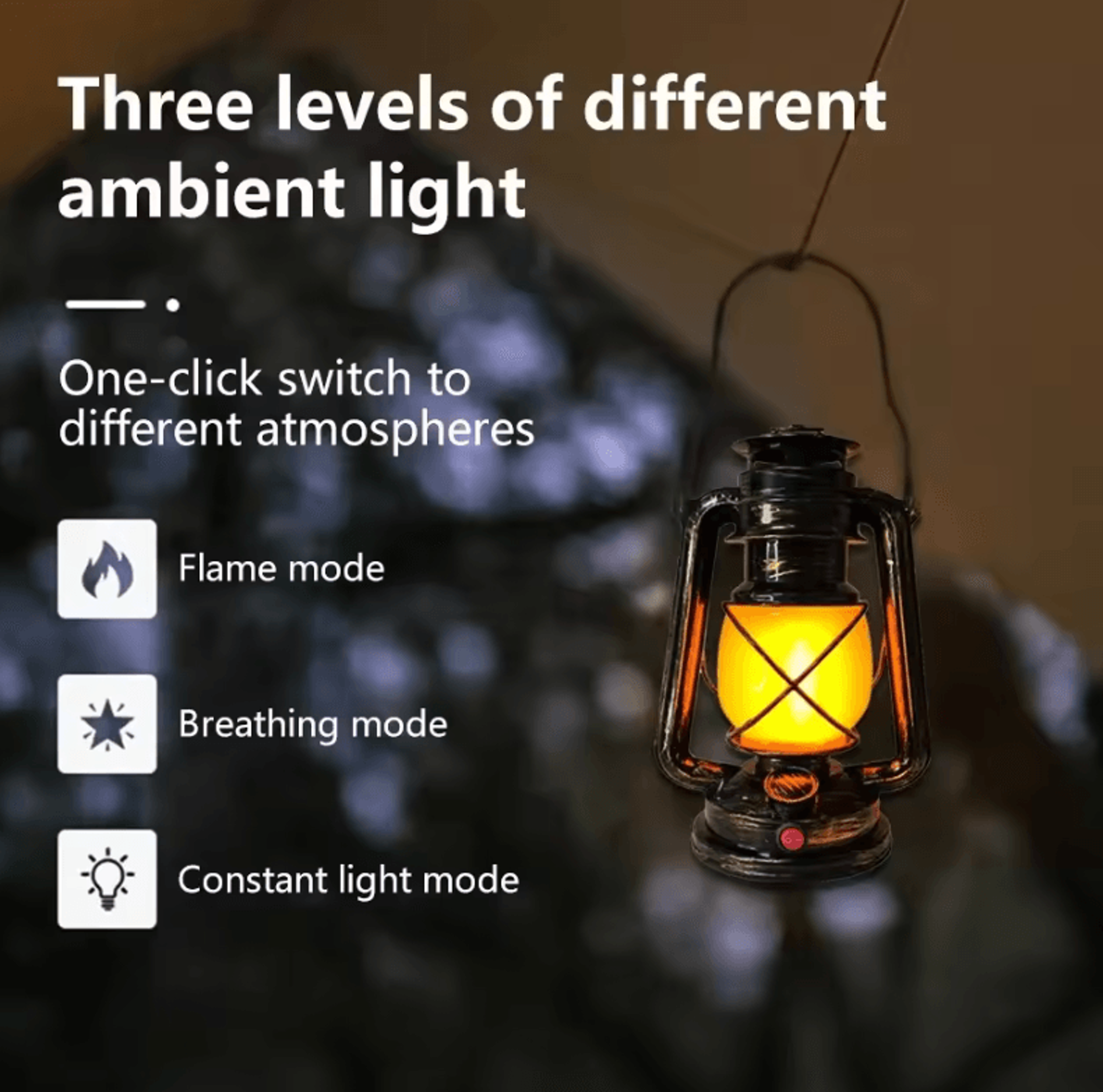 Retro LED Camping Lantern USB Rechargeable Portable Hanging Tent Light With 3 Lighting Modes For Ou 2