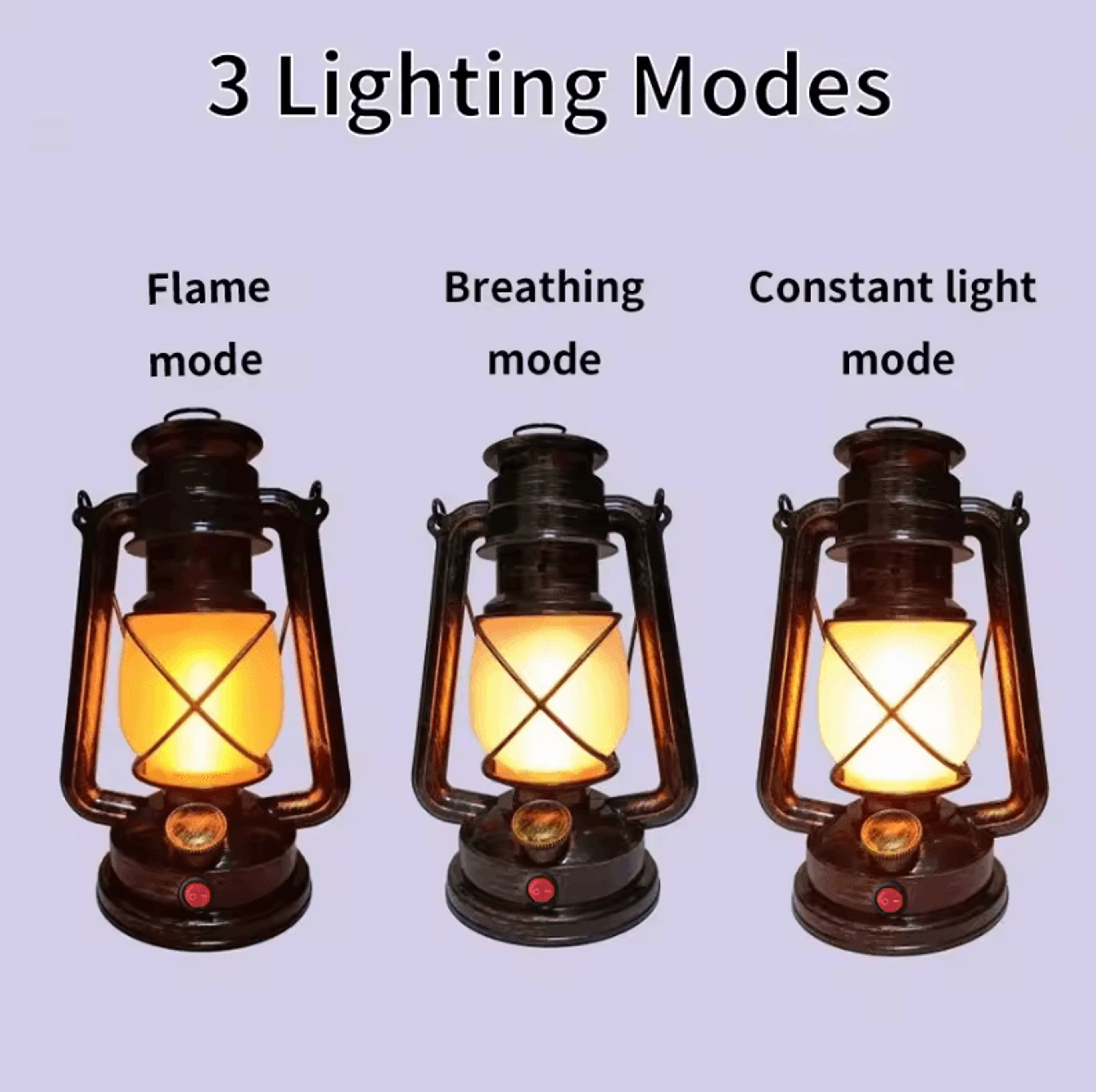 Retro LED Camping Lantern USB Rechargeable Portable Hanging Tent Light With 3 Lighting Modes For Ou 3