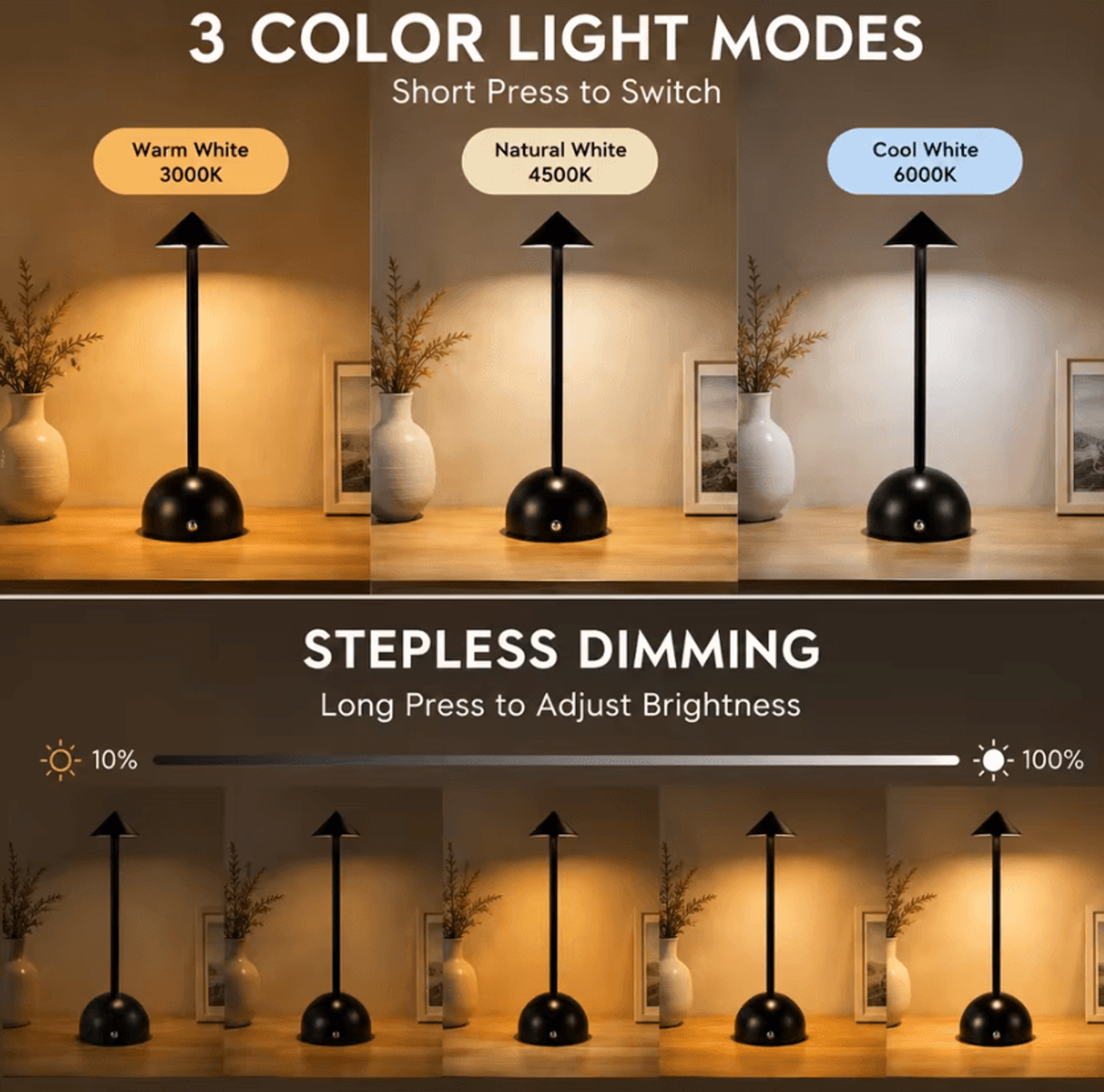 Portable Rechargeable LED Table Lamp Wireless Touch Dimmable Bedside Light For Home Cafe And Bar De 1
