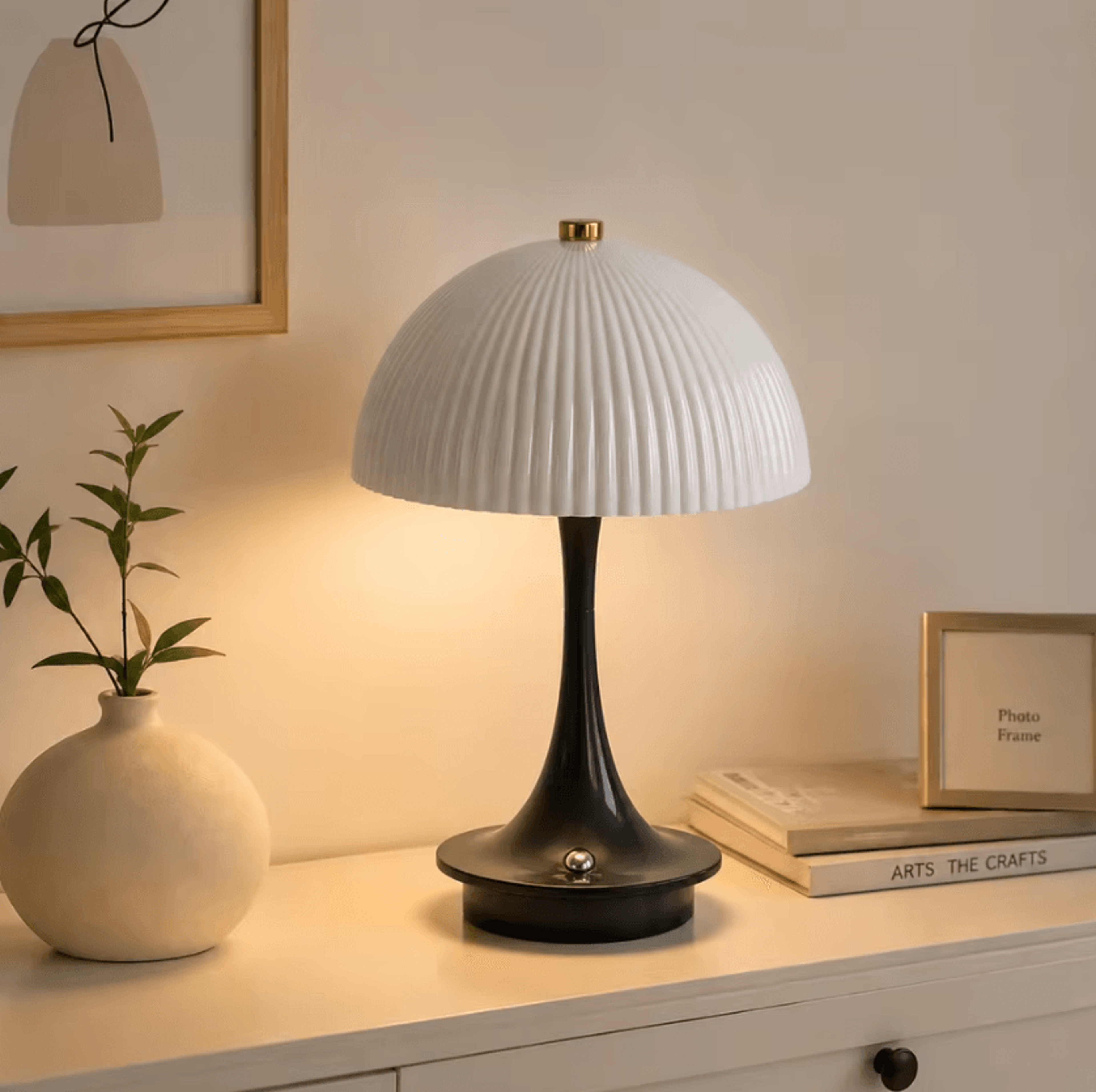 Modern LED Mushroom Table Lamp Rechargeable Touch Dimmable Bedside Light With 3 Colors For Bedroom  5