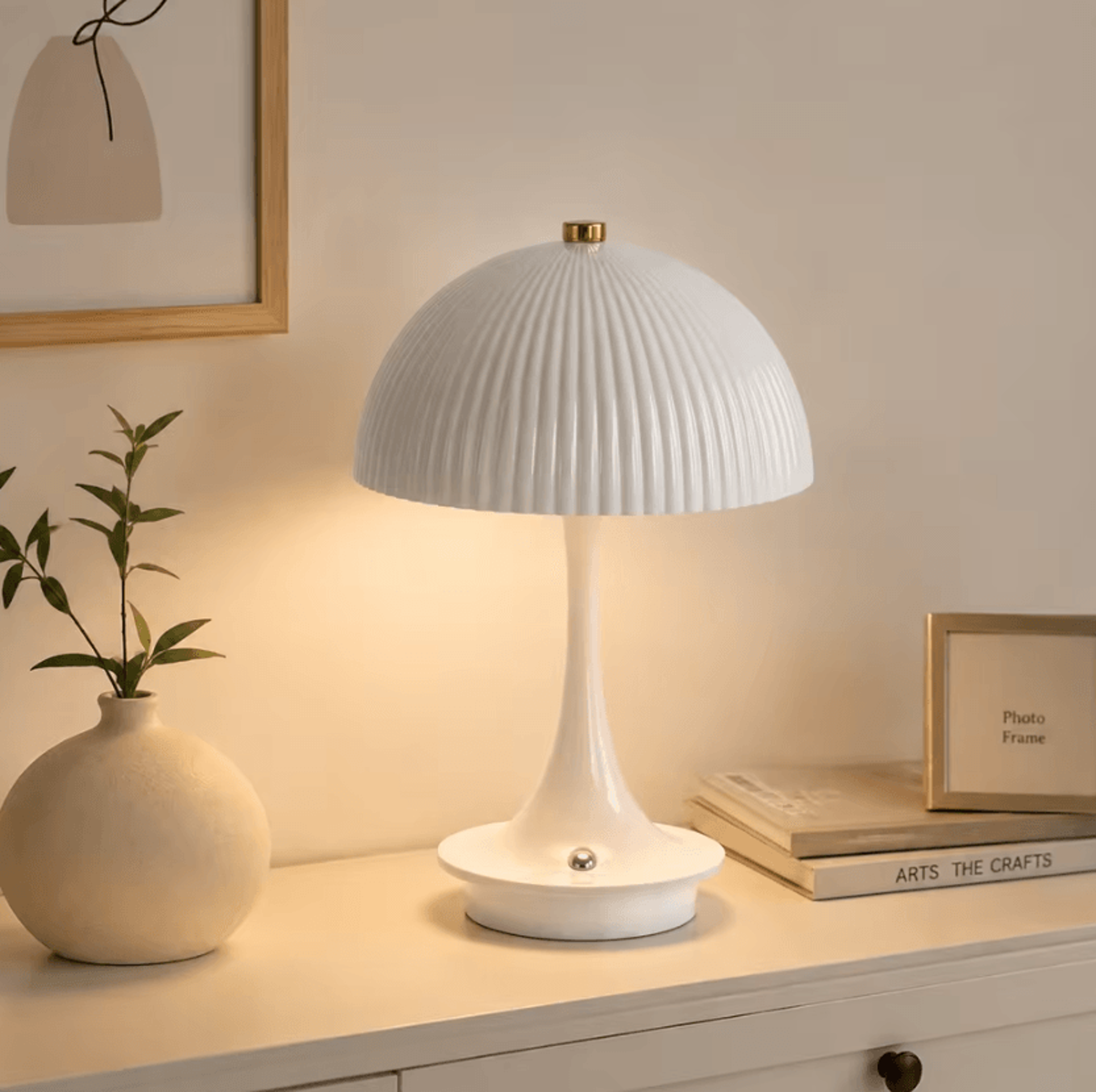 Modern LED Mushroom Table Lamp Rechargeable Touch Dimmable Bedside Light With 3 Colors For Bedroom  4