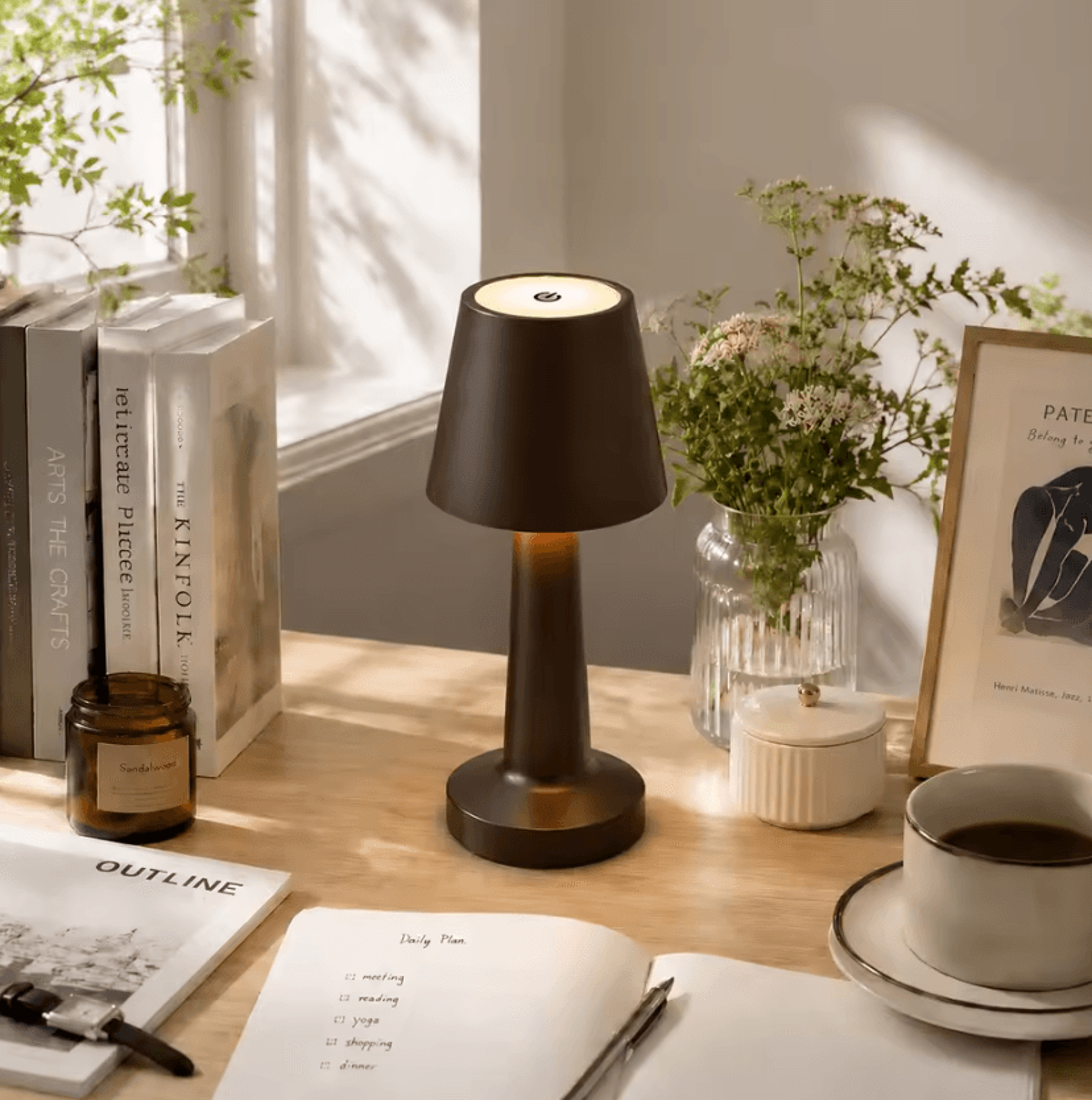Minimalist LED Mushroom Night Lamp Wireless Rechargeable Touch Dimmable Table Light For Bedroom And 6