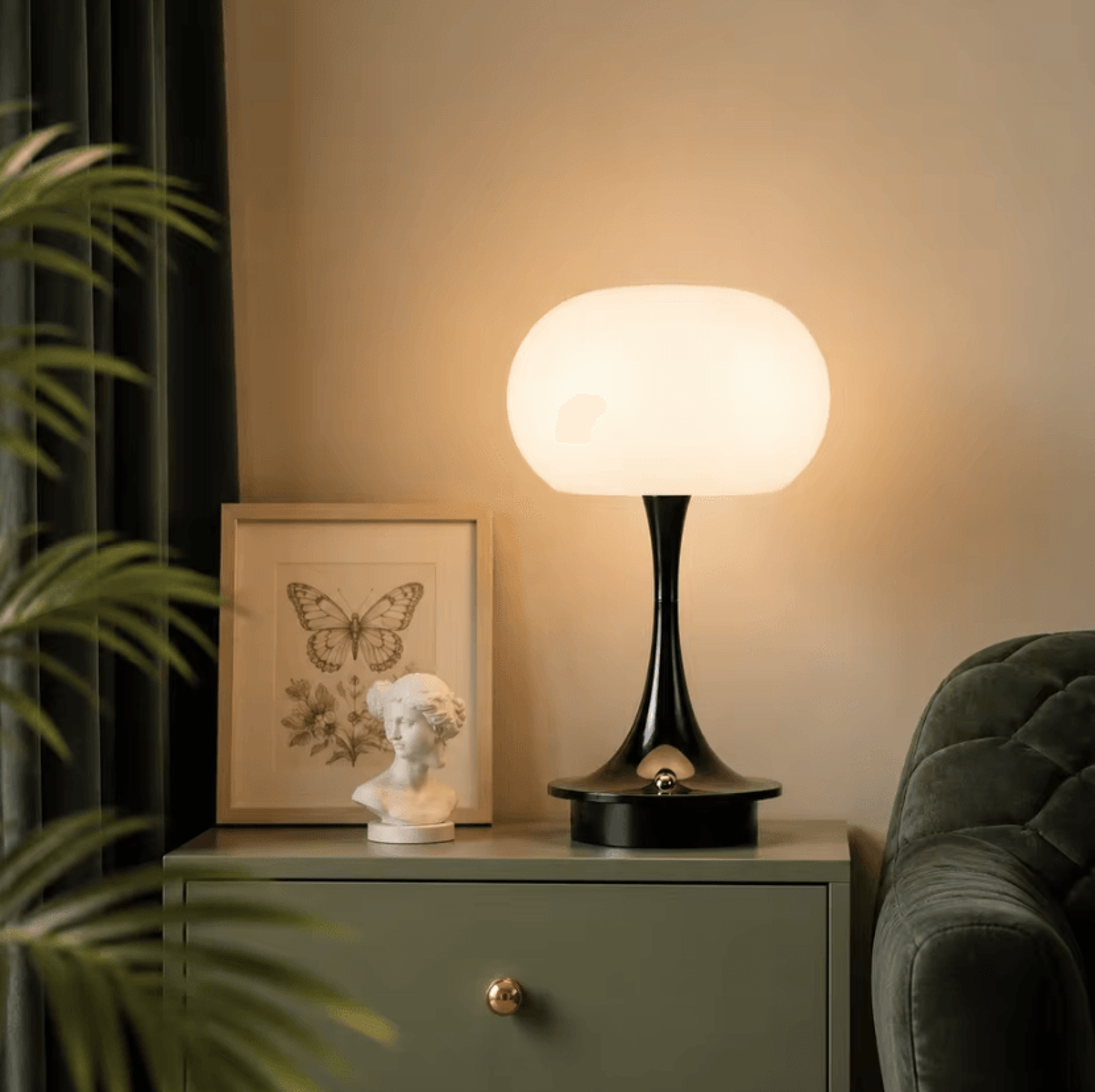 Modern Mushroom LED Table Lamp Wireless Rechargeable Touch Control Light With 3 Colors For Bedroom  4