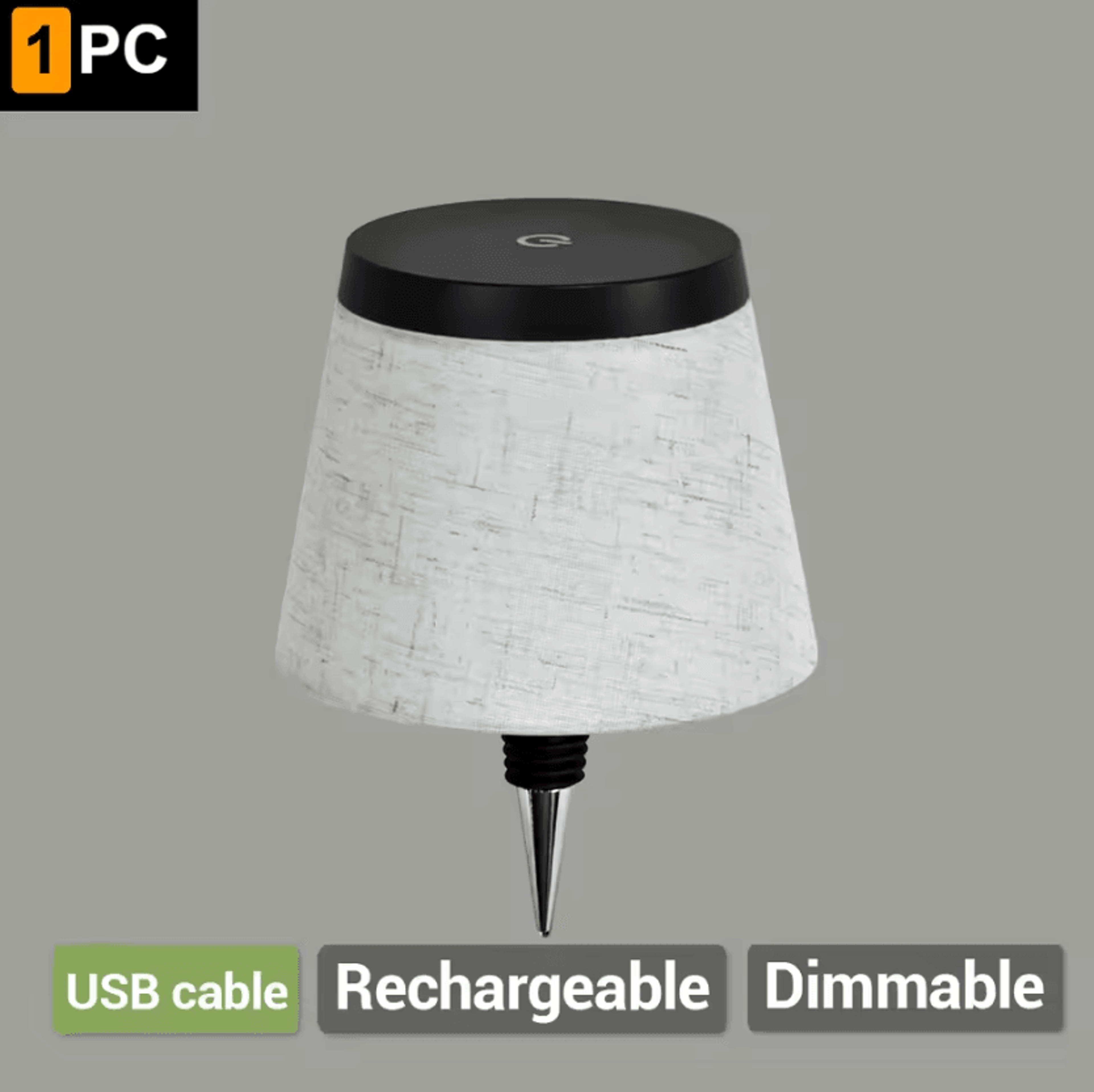 Rechargeable Bottle Table Lamp With Fabric Shade 3Color Touch Dimmable LED Light For Bedroom Living 7