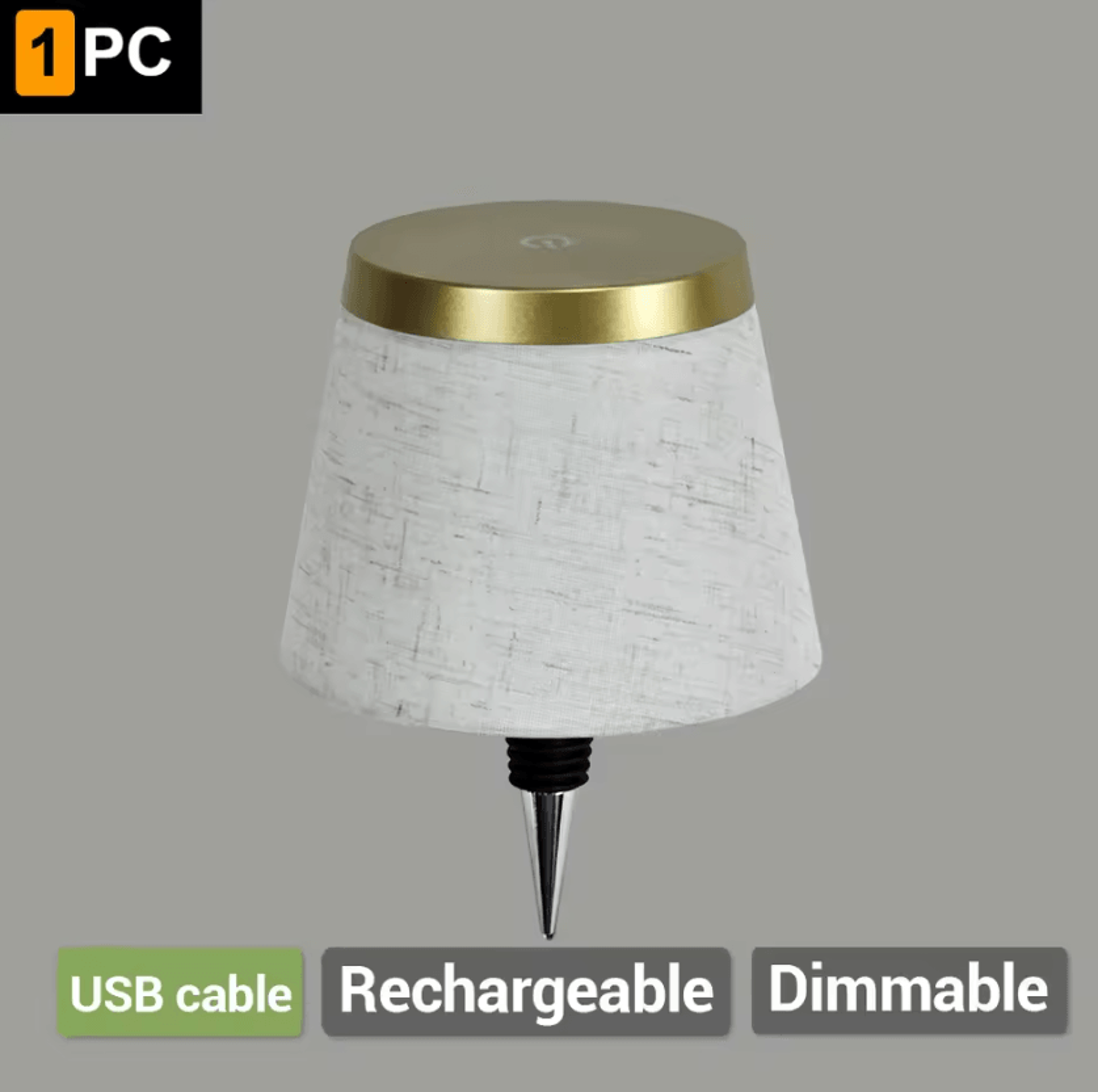 Rechargeable Bottle Table Lamp With Fabric Shade 3Color Touch Dimmable LED Light For Bedroom Living 6