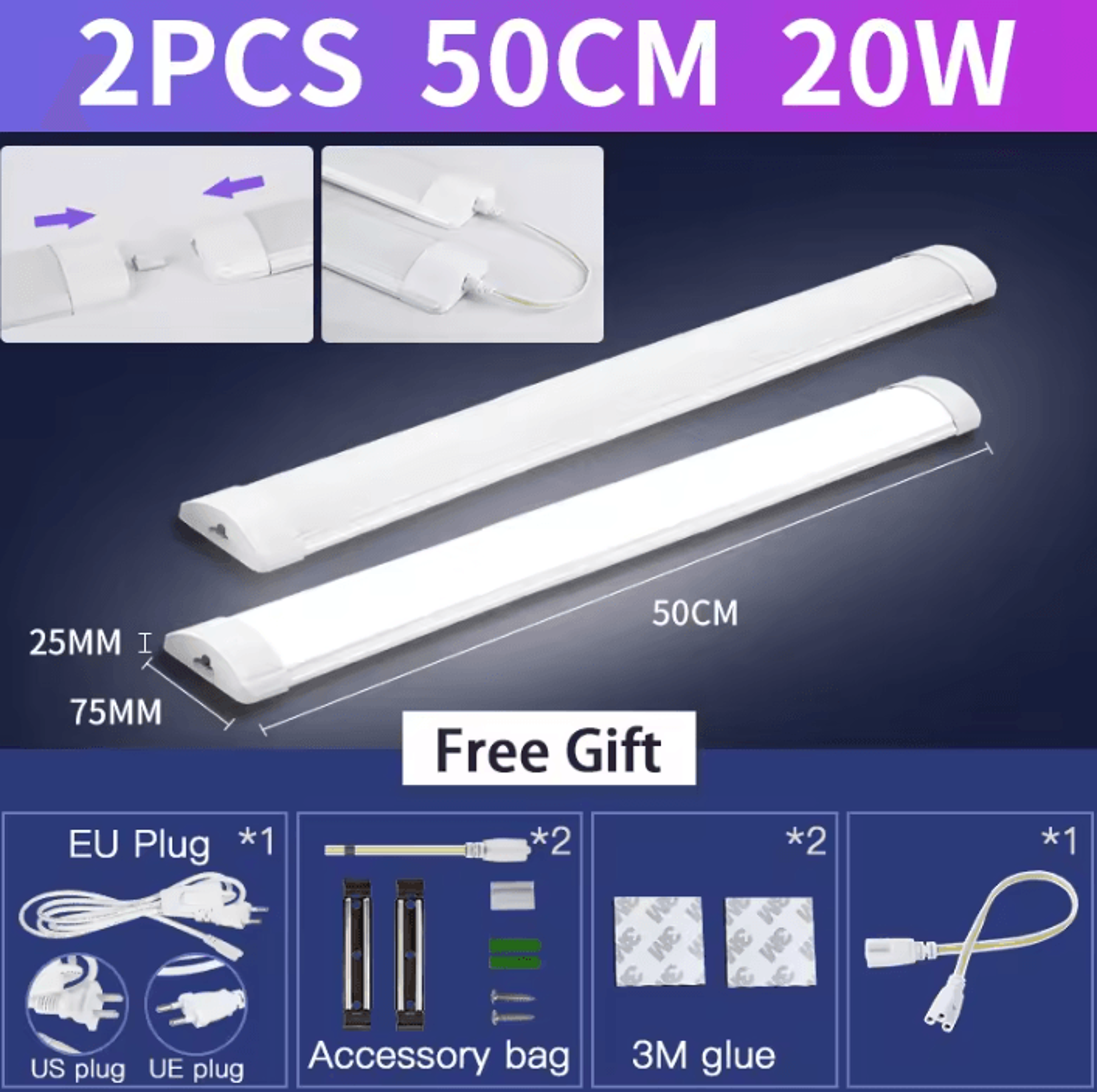 LED Tube Light With Switch 10W 20W 110V 220V 30cm 50cm Linear Lamp For Kitchen Closet Bedroom And H 6