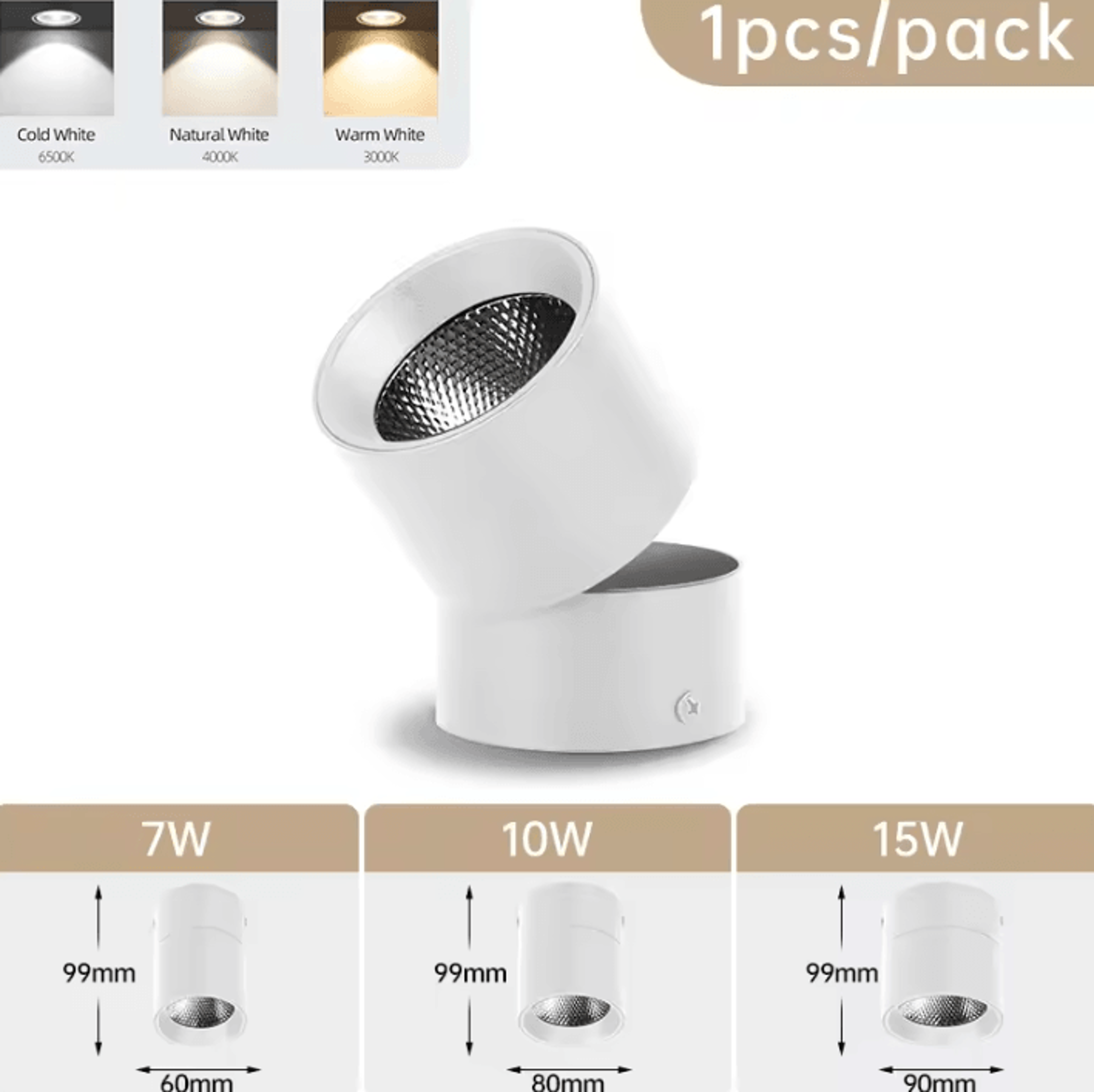 Foldable LED Surface Mounted Downlight 7W 10W 15W TriColor Adjustable Ceiling Spotlight For Living  4