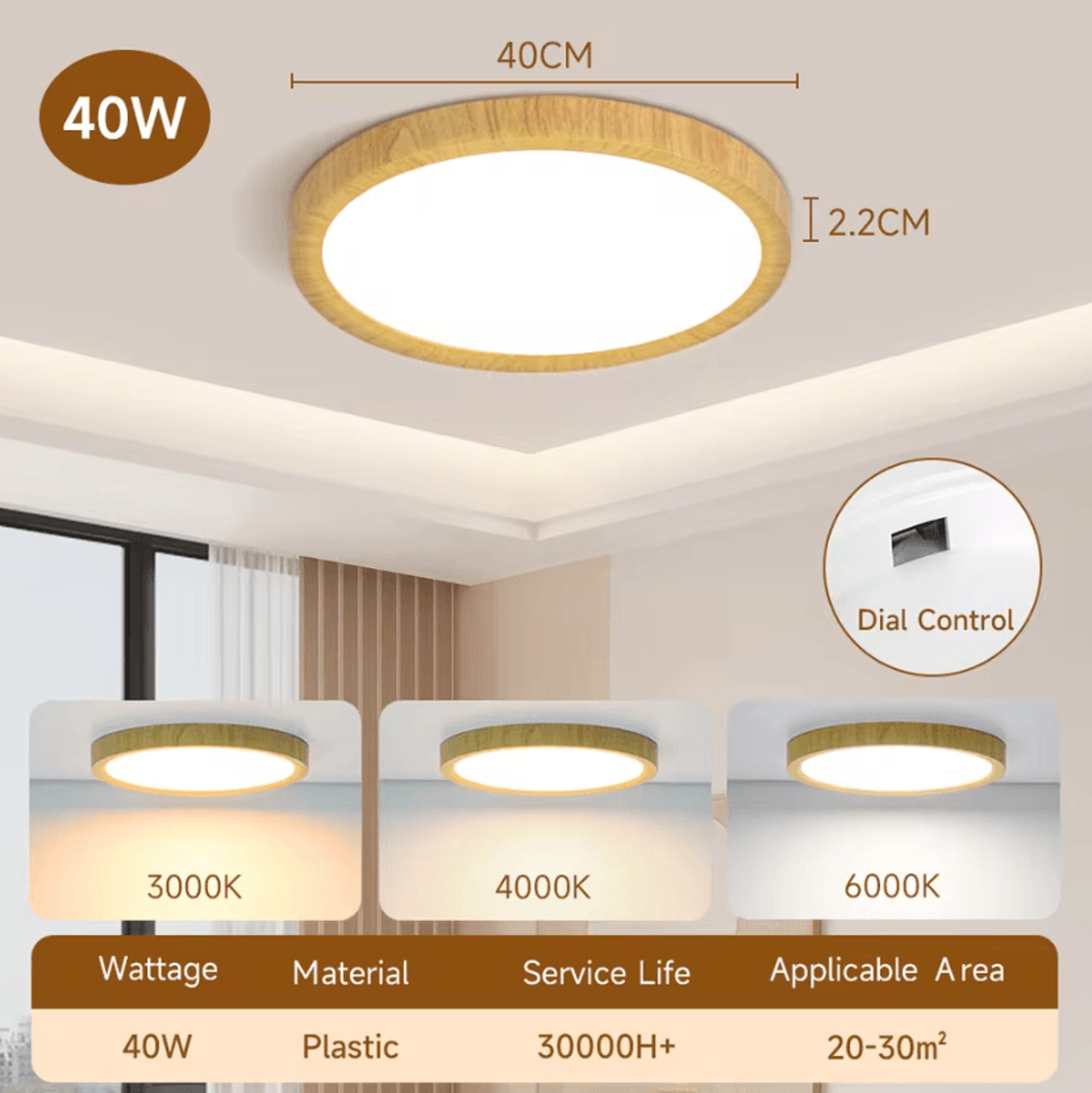Ultra Thin LED Ceiling Panel Light 220V 3Color Dial Control Lamp For Bedroom Living Room And Kitche 6