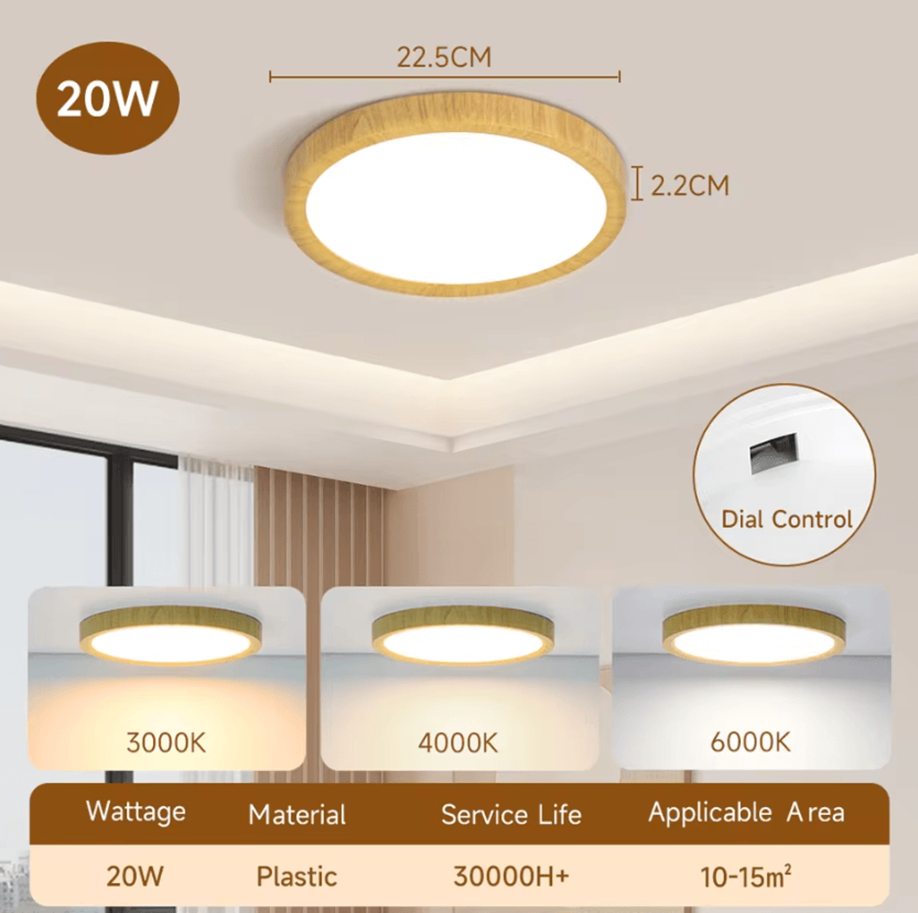 Ultra Thin LED Ceiling Panel Light 220V 3Color Dial Control Lamp For Bedroom Living Room And Kitche 4