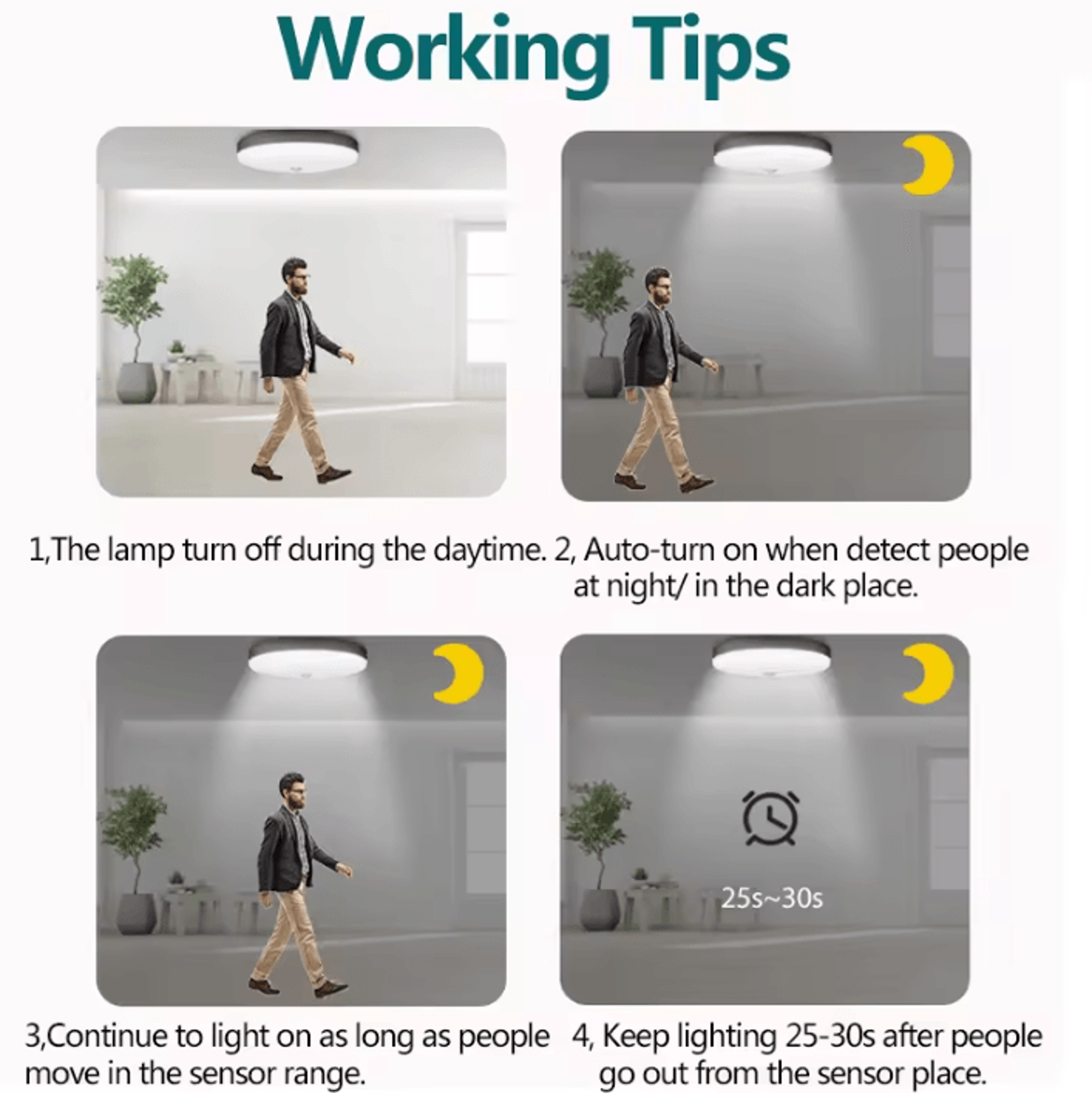 PIR Motion Sensor LED Ceiling Lamp 110V 220V Automatic Motion Detection Light For Corridor Garage A 3