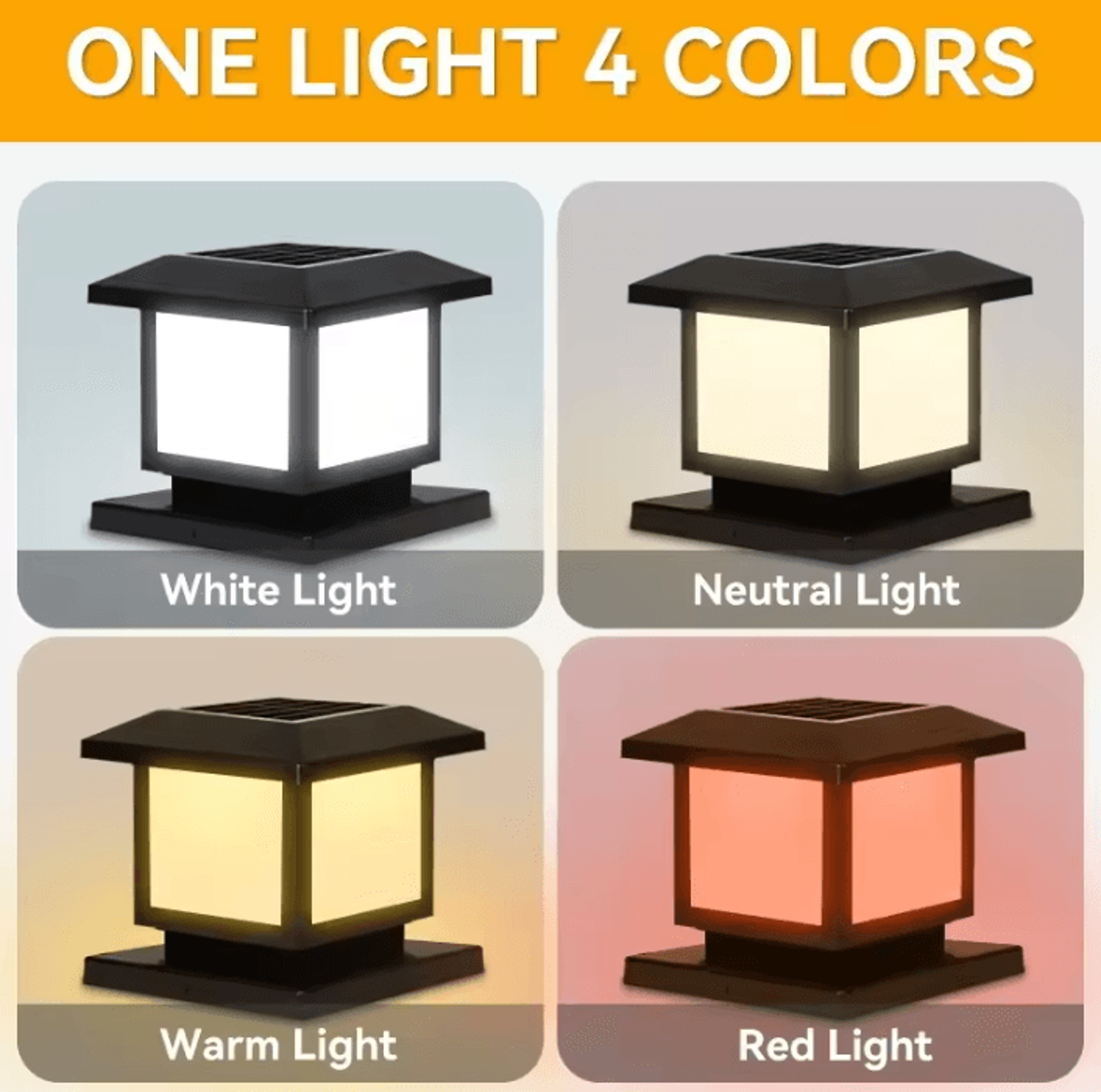 Outdoor Solar LED Pillar Light IP65 Waterproof Remote Control Garden Fence Lamp With Timer For Path 1
