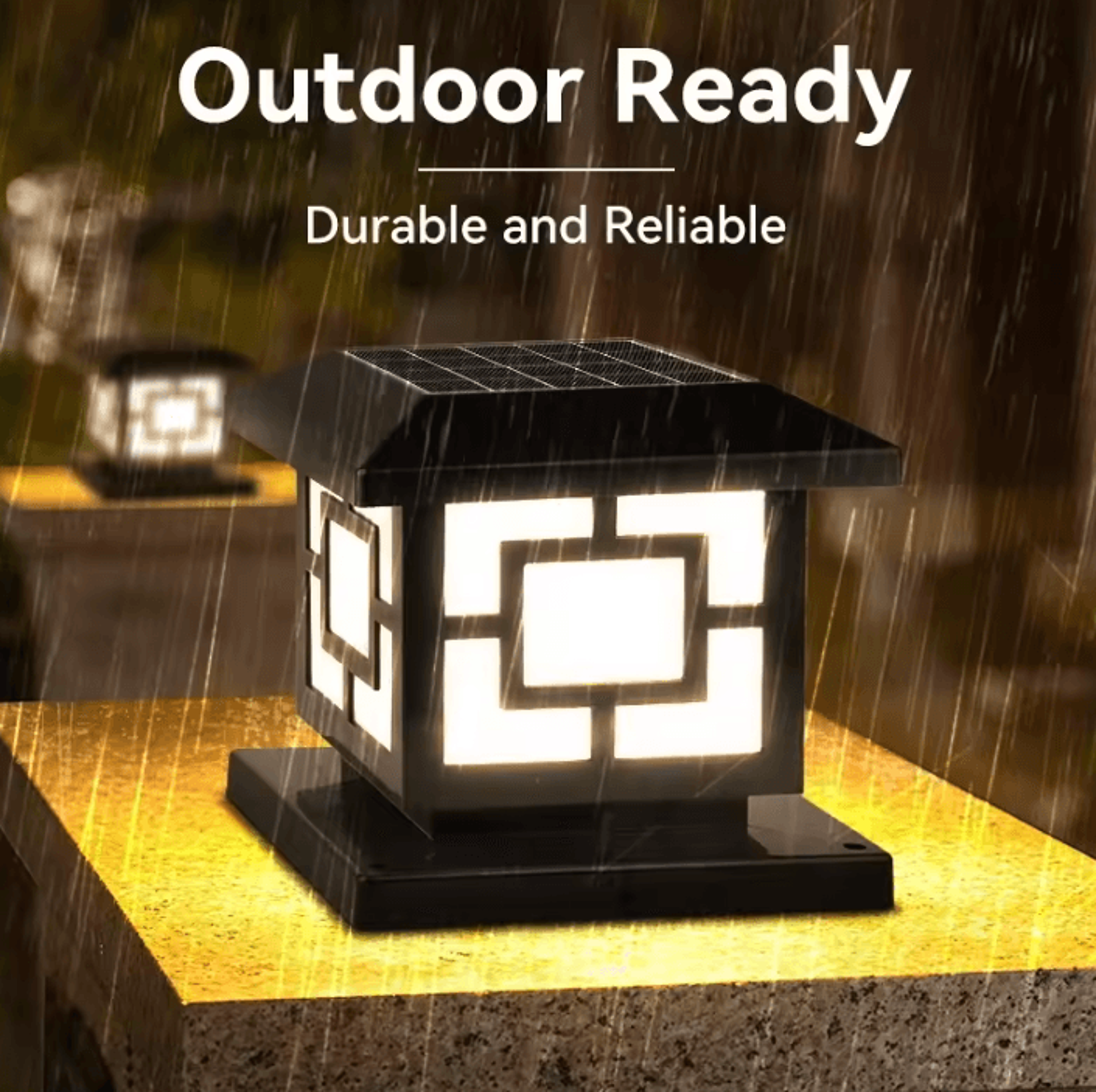 Outdoor Solar LED Pillar Light IP65 Waterproof Remote Control Garden Fence Lamp With Timer For Path 2