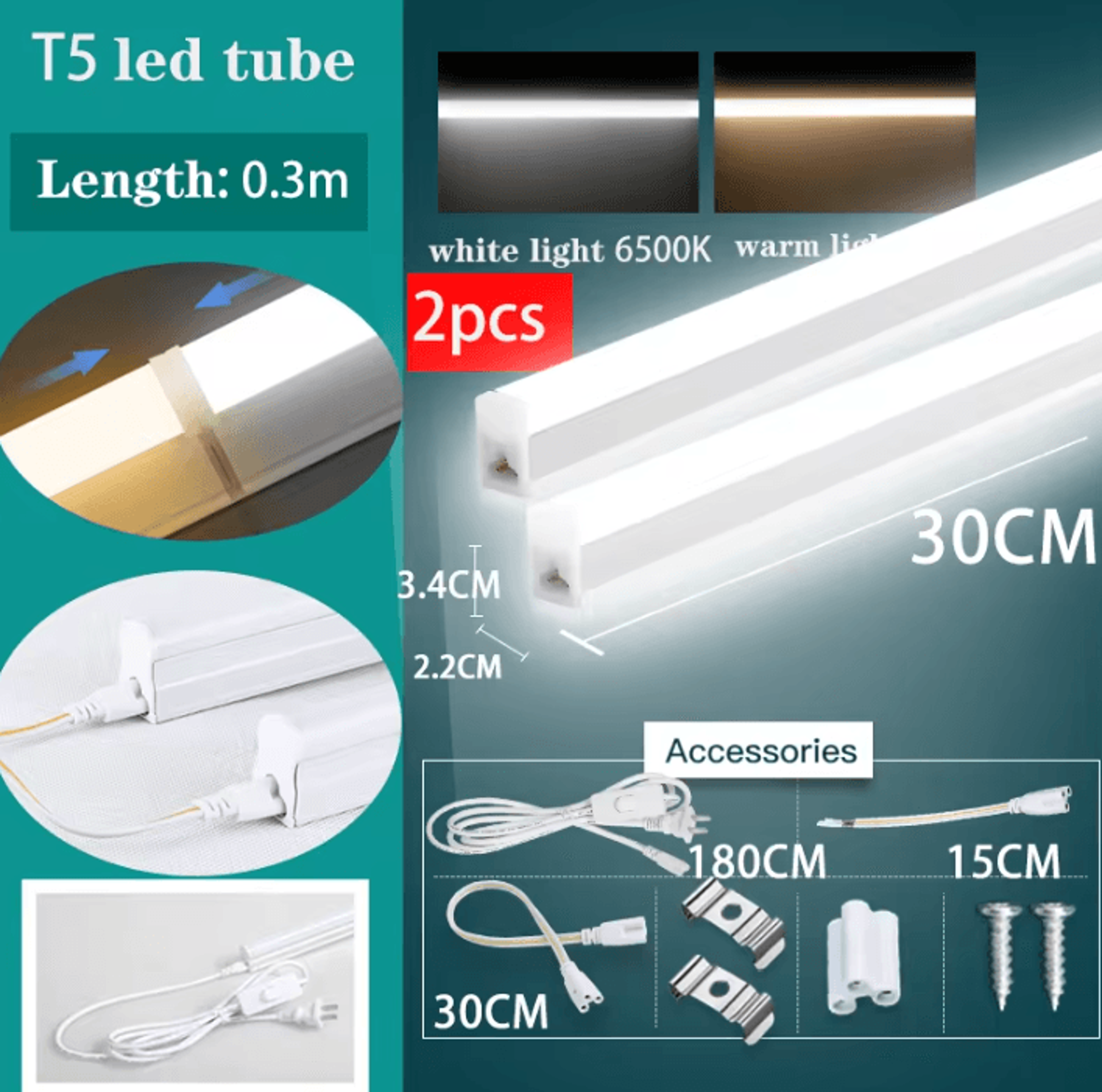 6W LED Tube Bar Light T5 T8 220V Bright Cabinet Lighting Fixture For Kitchen Bedroom And Closet 4
