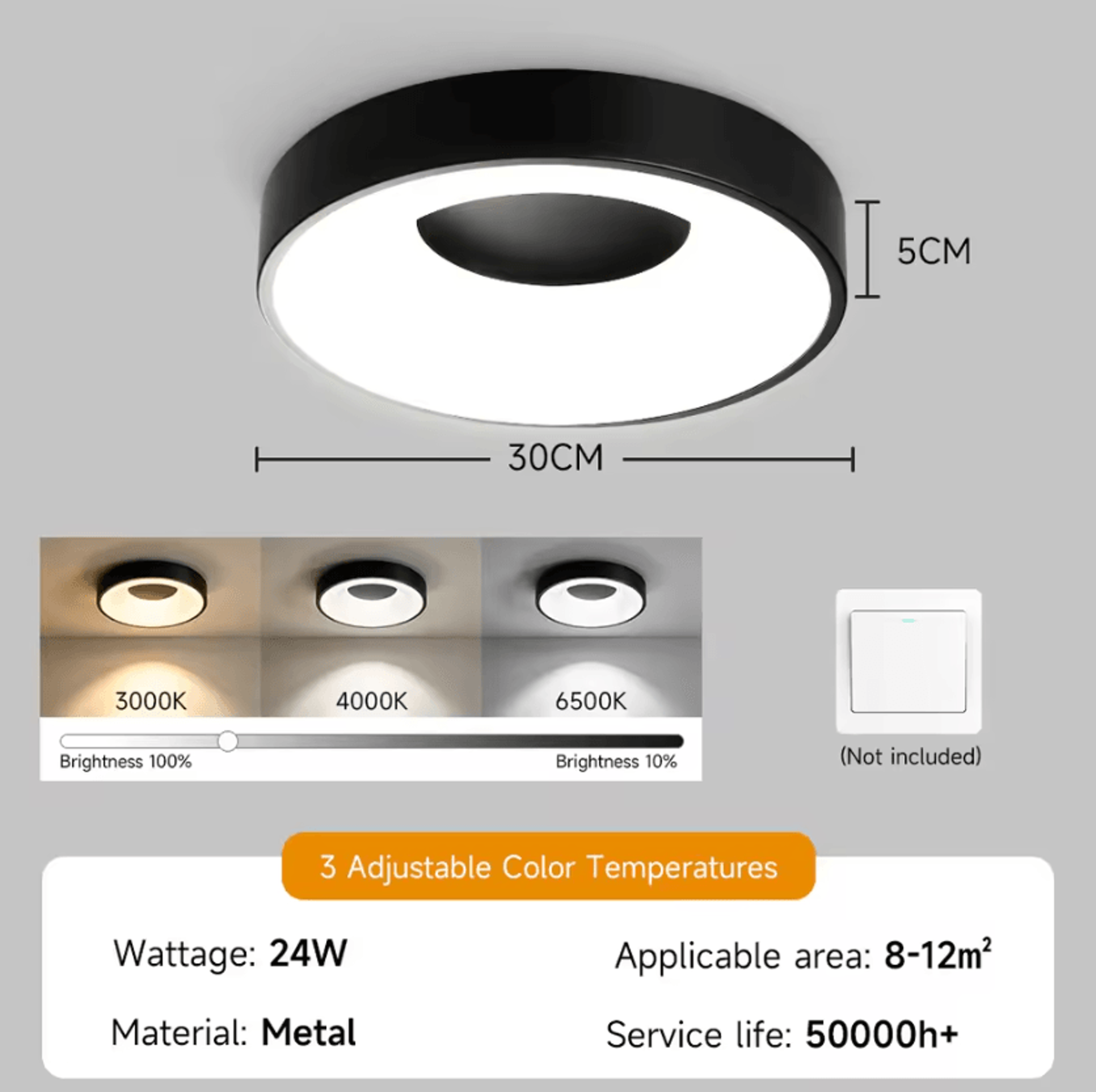 Modern 3Color LED Ceiling Light With Remote Control Dimmable Lamp For Living Room And Bedroom 8