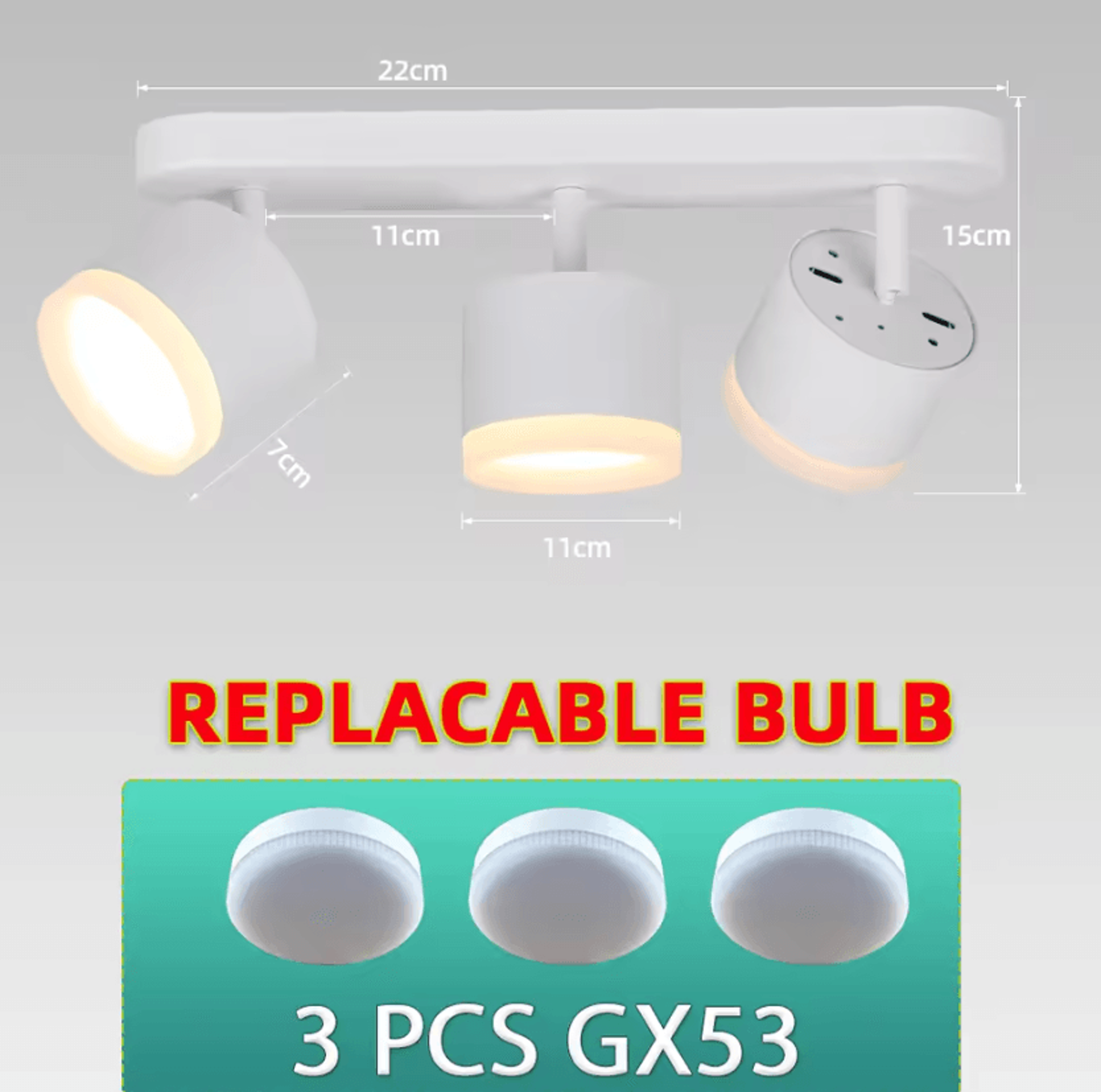 GX53 LED Ceiling Downlight 220V 3Color Replaceable Bulb Spotlight For Living Room Kitchen And Corri 5