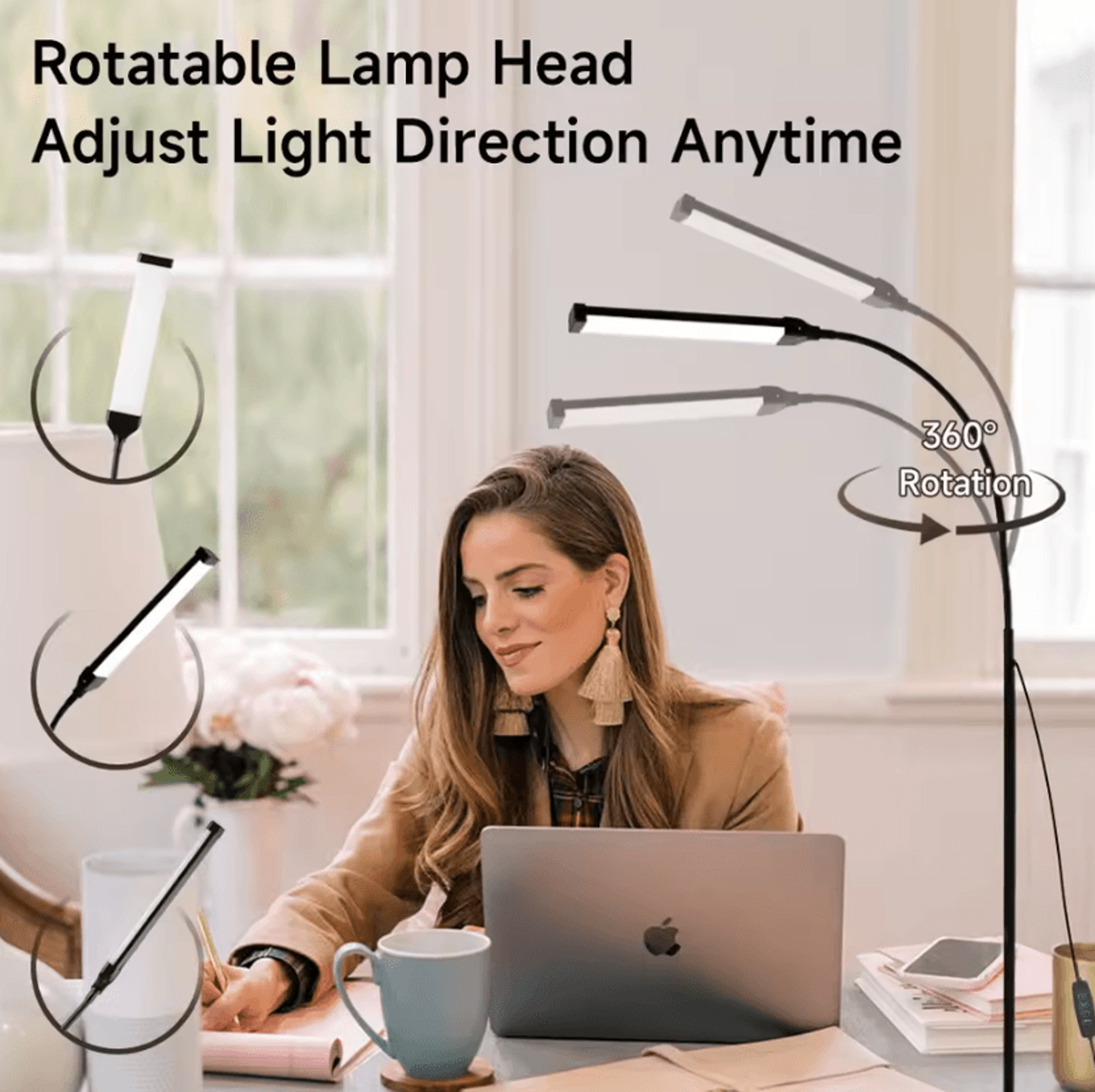 Modern 7W Dimmable LED Floor Lamp Tall Standing Reading Light For Living Room Bedroom And Office 2