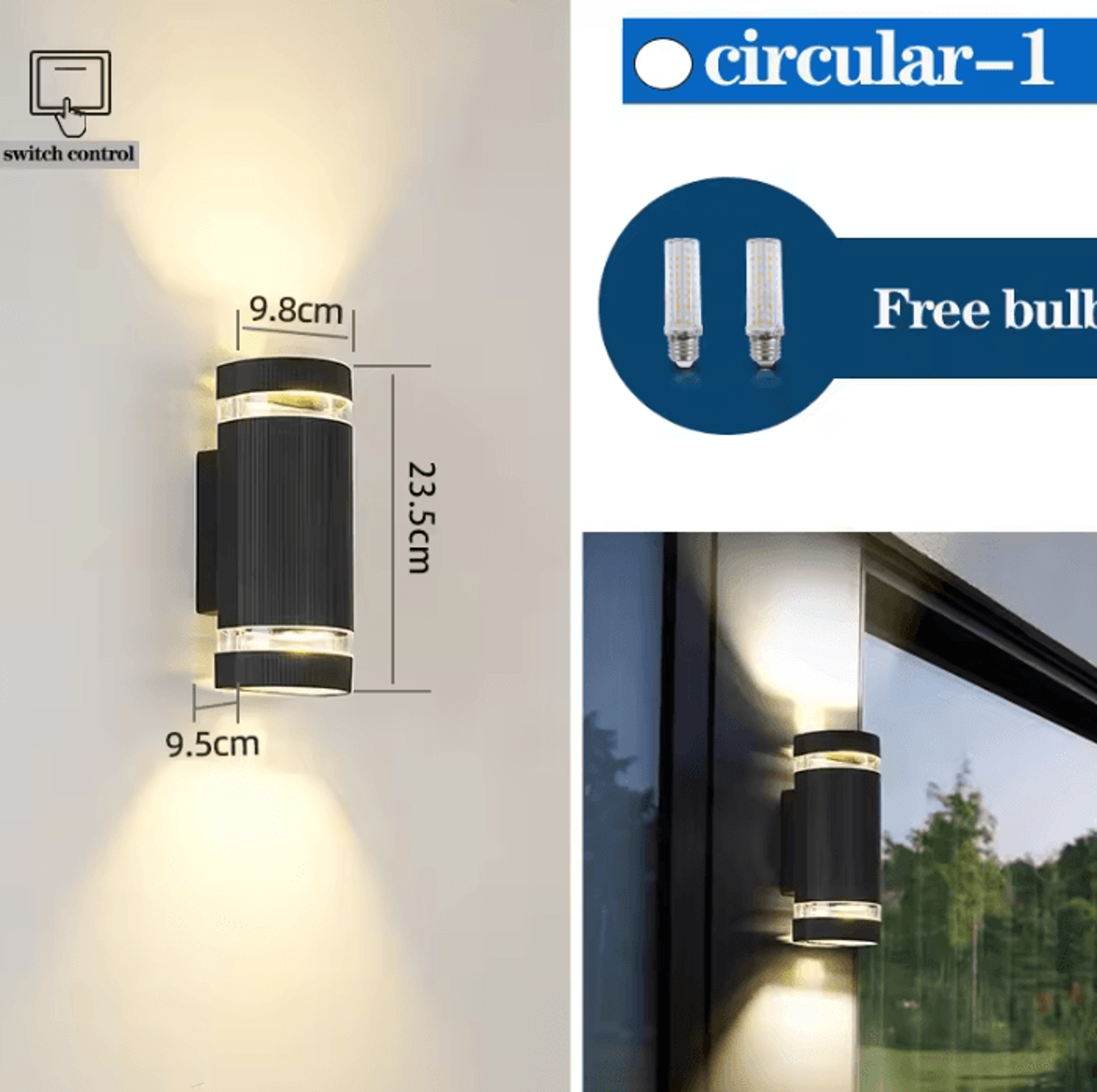 IP65 Waterproof E27 LED Wall Light 3Color Replaceable Bulb Lamp For Garden Gate Balcony And Home De 3