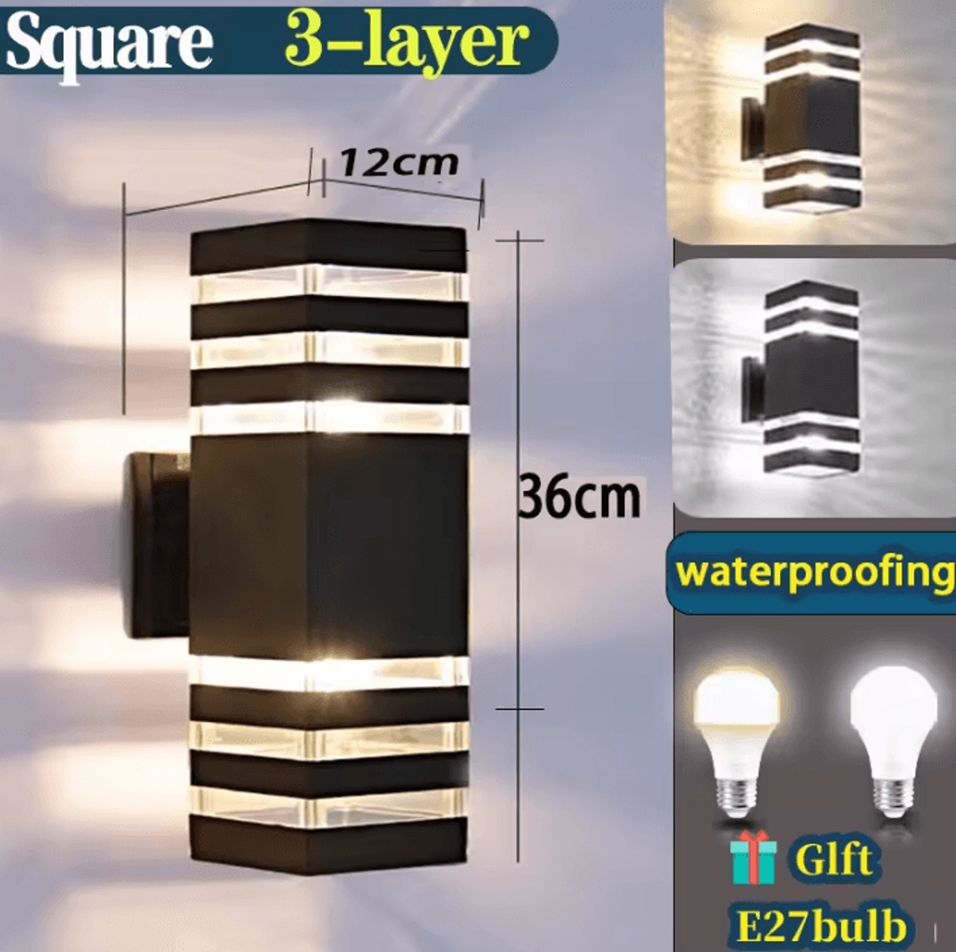 IP65 Waterproof E27 LED Wall Light 3Color Replaceable Bulb Lamp For Garden Gate Balcony And Home De 6