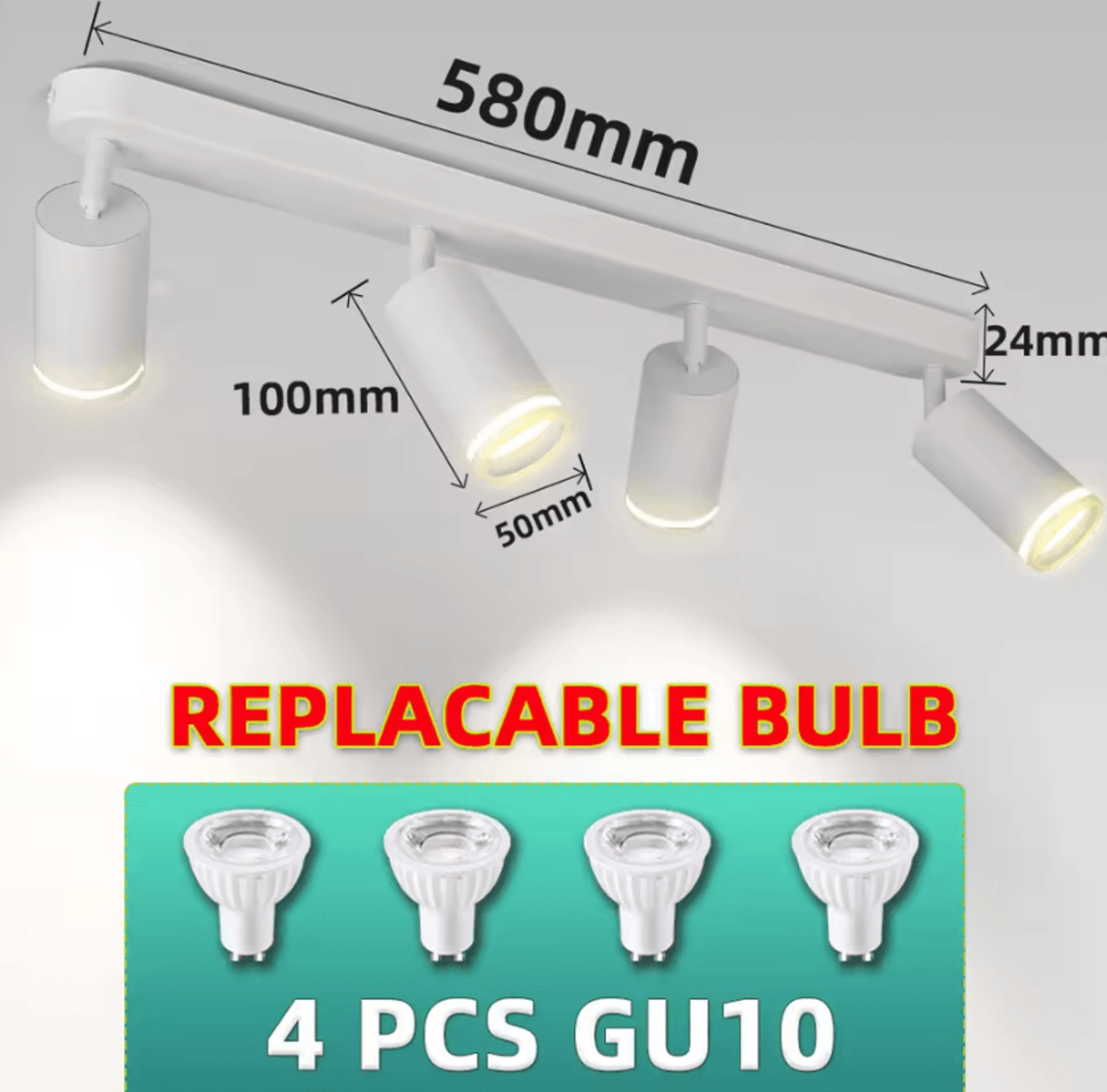 GU10 LED Ceiling Track Spotlight 110220V Replaceable Bulb Rail Lamp For Kitchen Bedroom And Home De 5