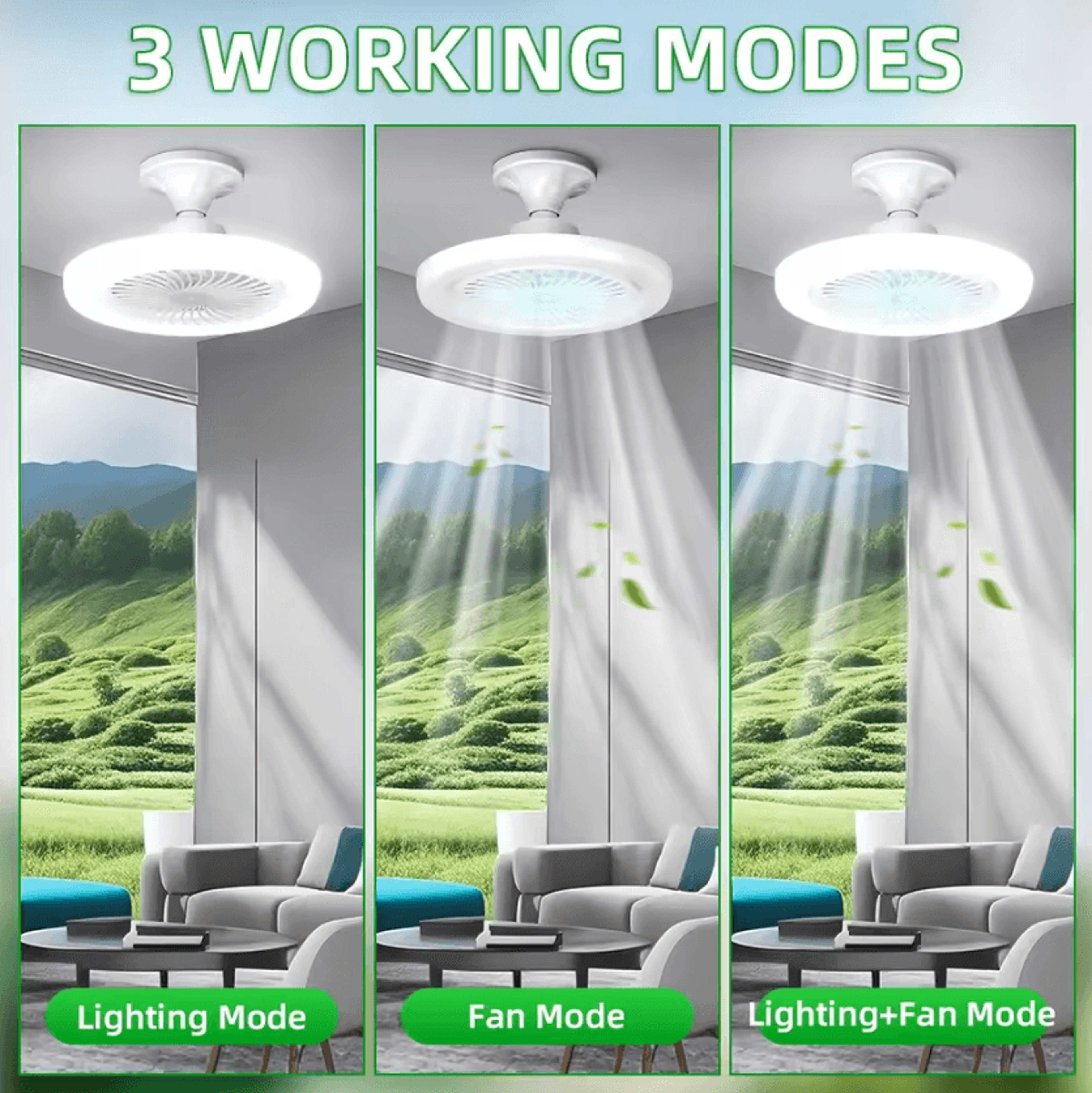 30W E27 Ceiling Fan Light With Remote Control LED Fan Lamp For Bedroom Kitchen Garage And Bathroom 2