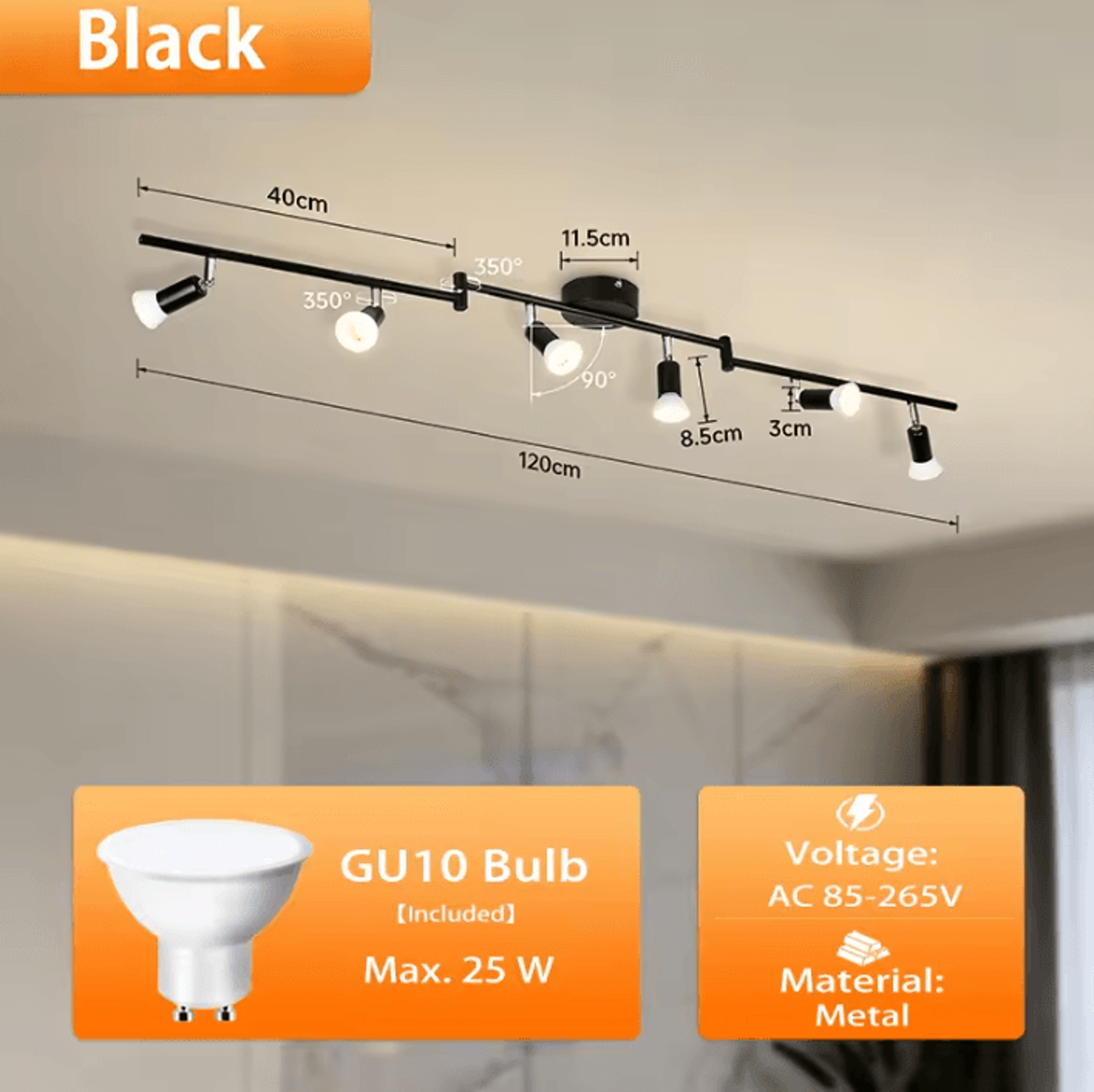 GU10 LED Ceiling Spotlight 85265V 3Color Indoor Spot Lamp For Living Room Bedroom And Kitchen 4