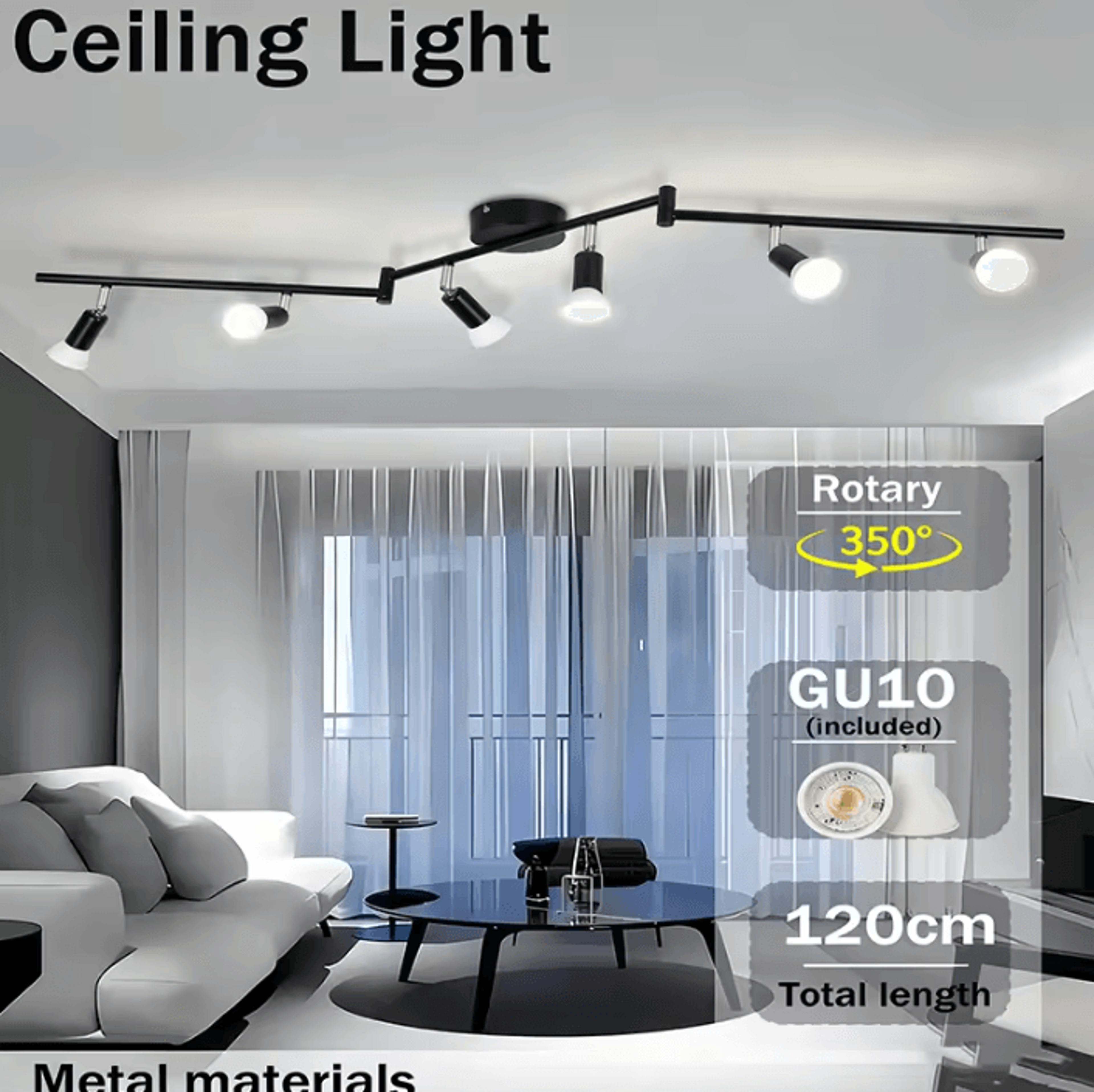 gu10 led ceiling spotlight 85-265v 3-color indoor spot lamp for living room bedroom and kitchen