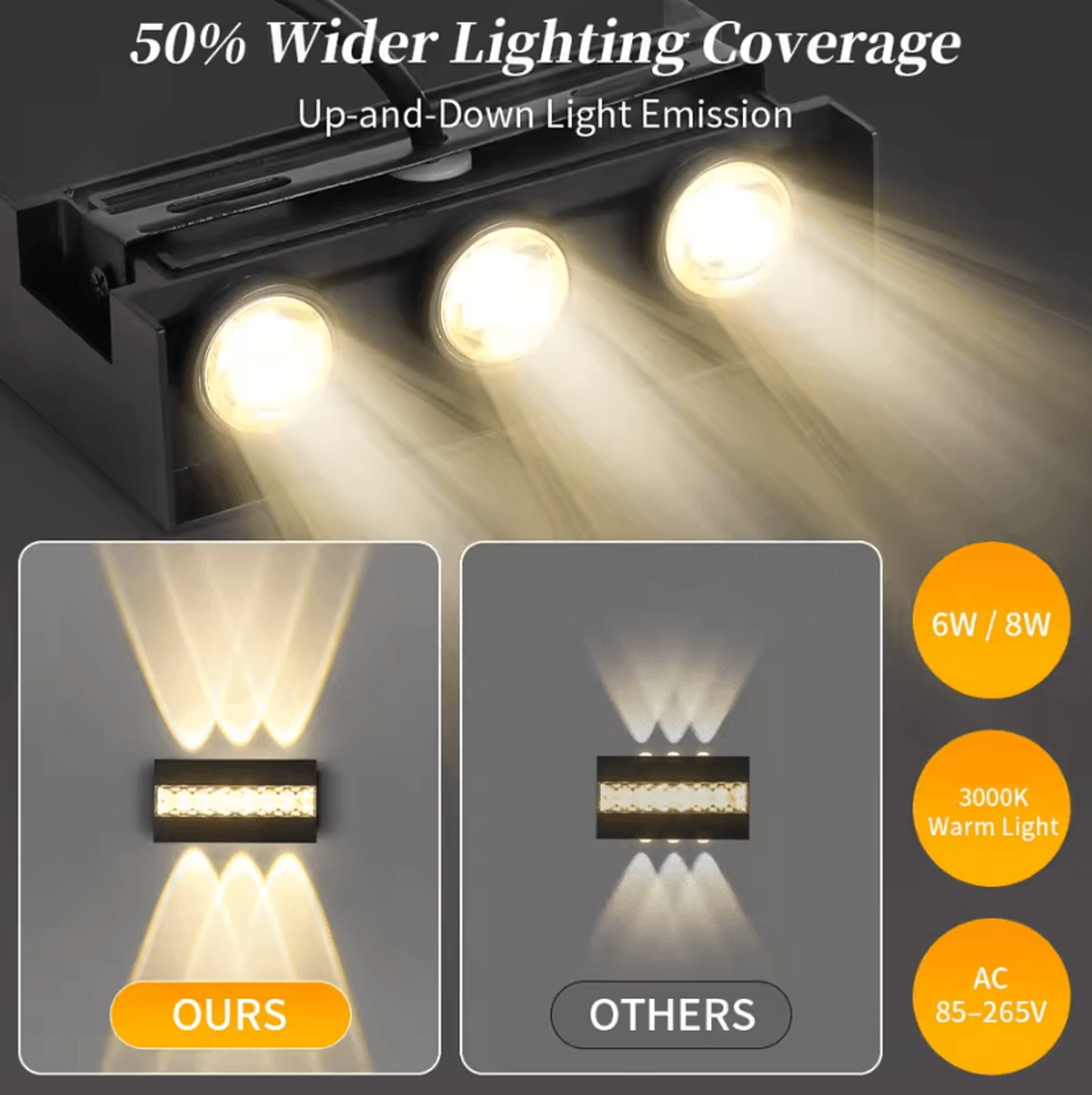Modern LED Up Down Wall Lamp AC110264V Decorative Sconce For Bedroom Porch And Corridor Lighting 2