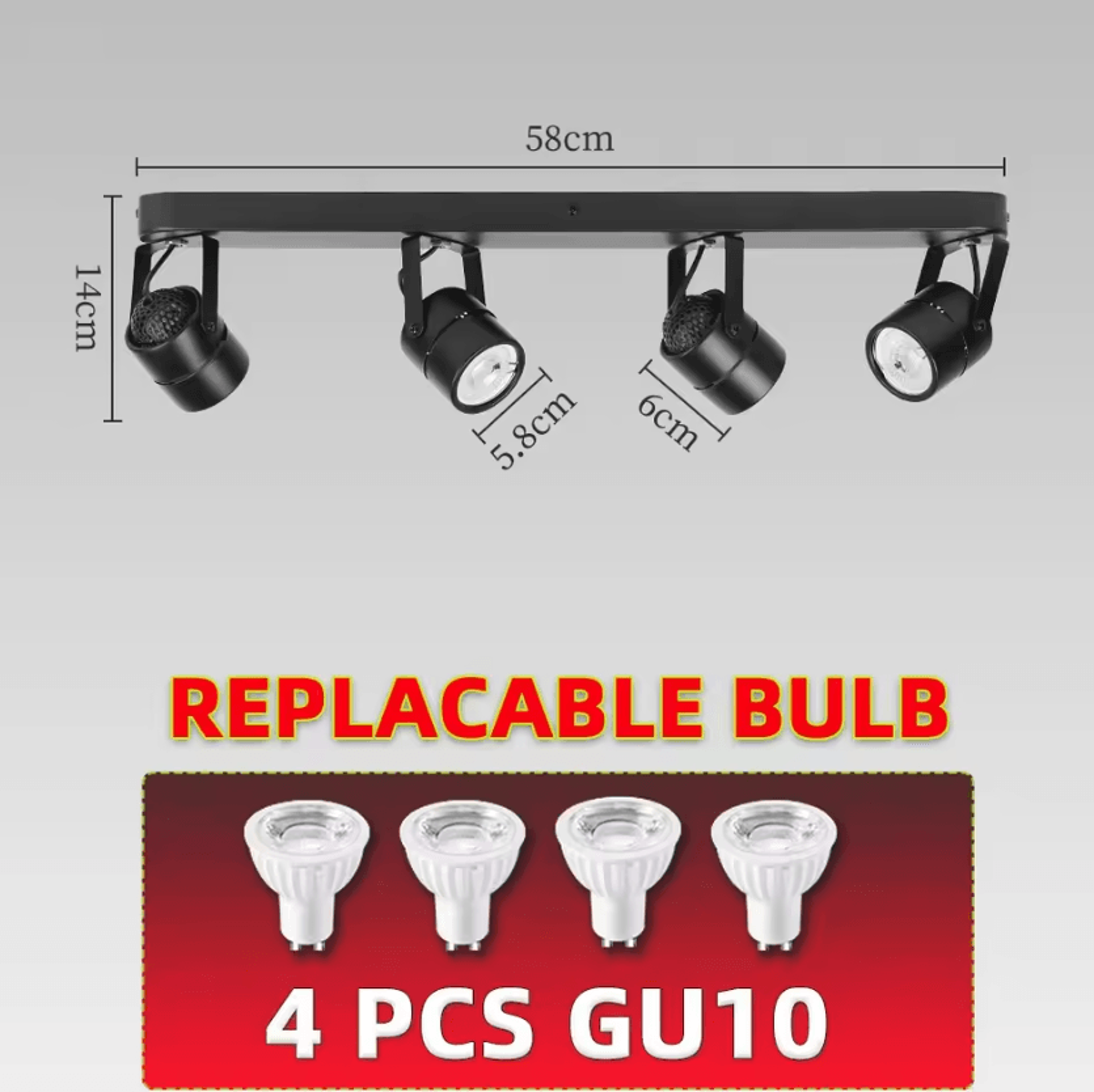 GU10 LED Ceiling Track Spotlight 110220V 3Color Dimmable Rail Lamp For Kitchen Living Room And Home 5