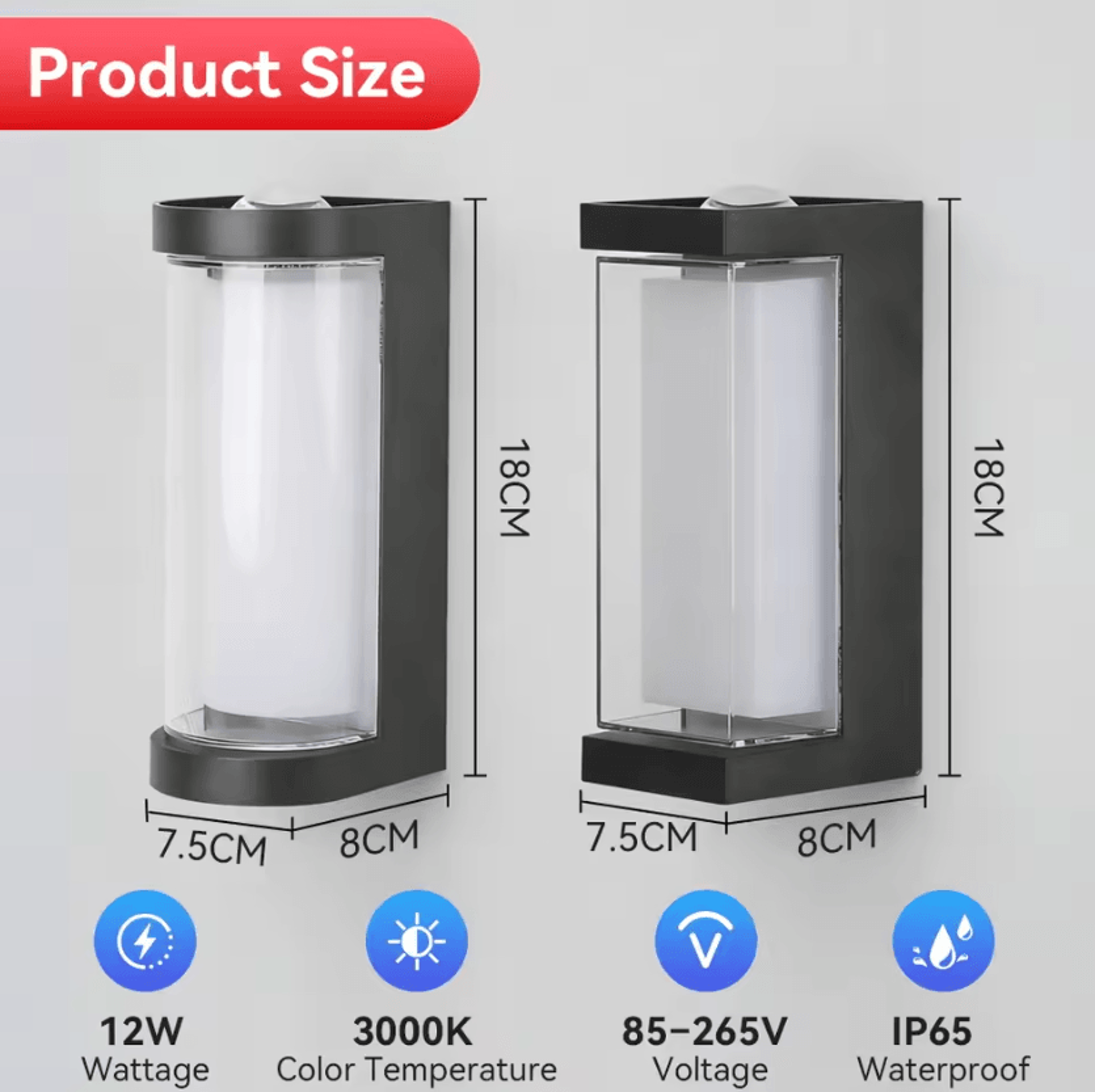 Modern 12W LED Outdoor Wall Lamp IP65 Waterproof Decorative Light For Garden Corridor And Exterior  3