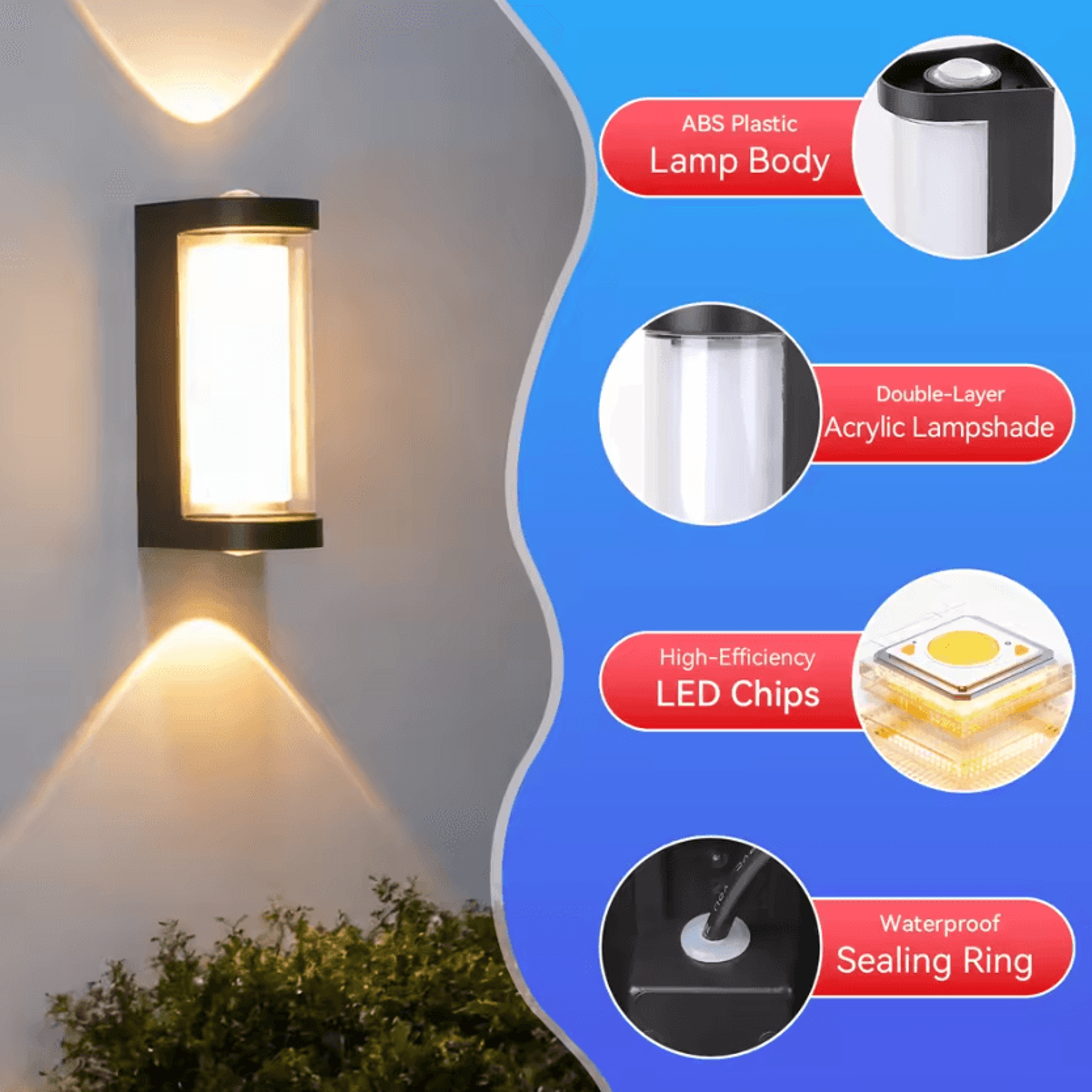 Modern 12W LED Outdoor Wall Lamp IP65 Waterproof Decorative Light For Garden Corridor And Exterior  2