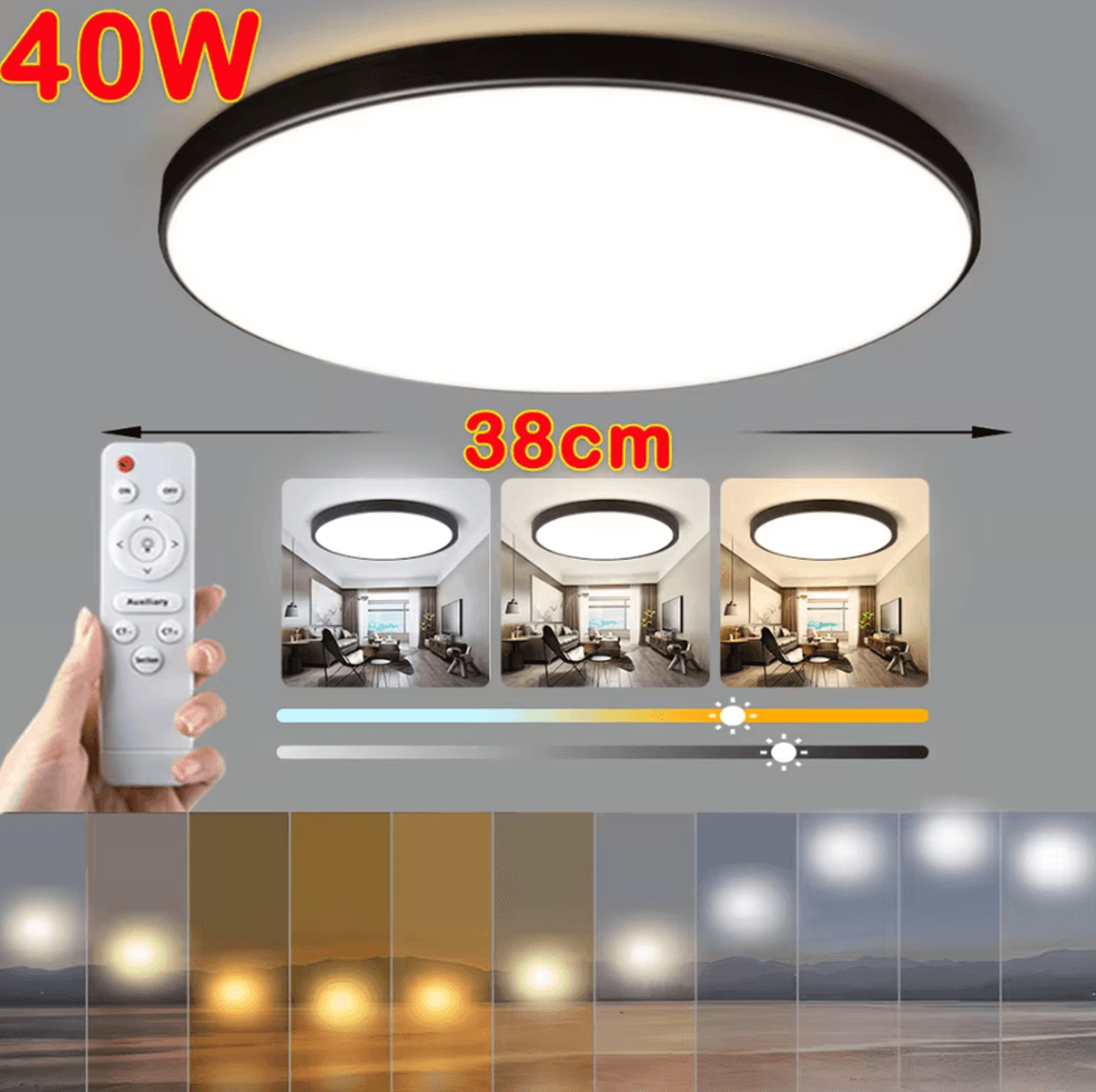 Modern 30W 40W LED Ceiling Lamp AC220V Dimmable Remote Control Panel Light For Bedroom And Living R 4