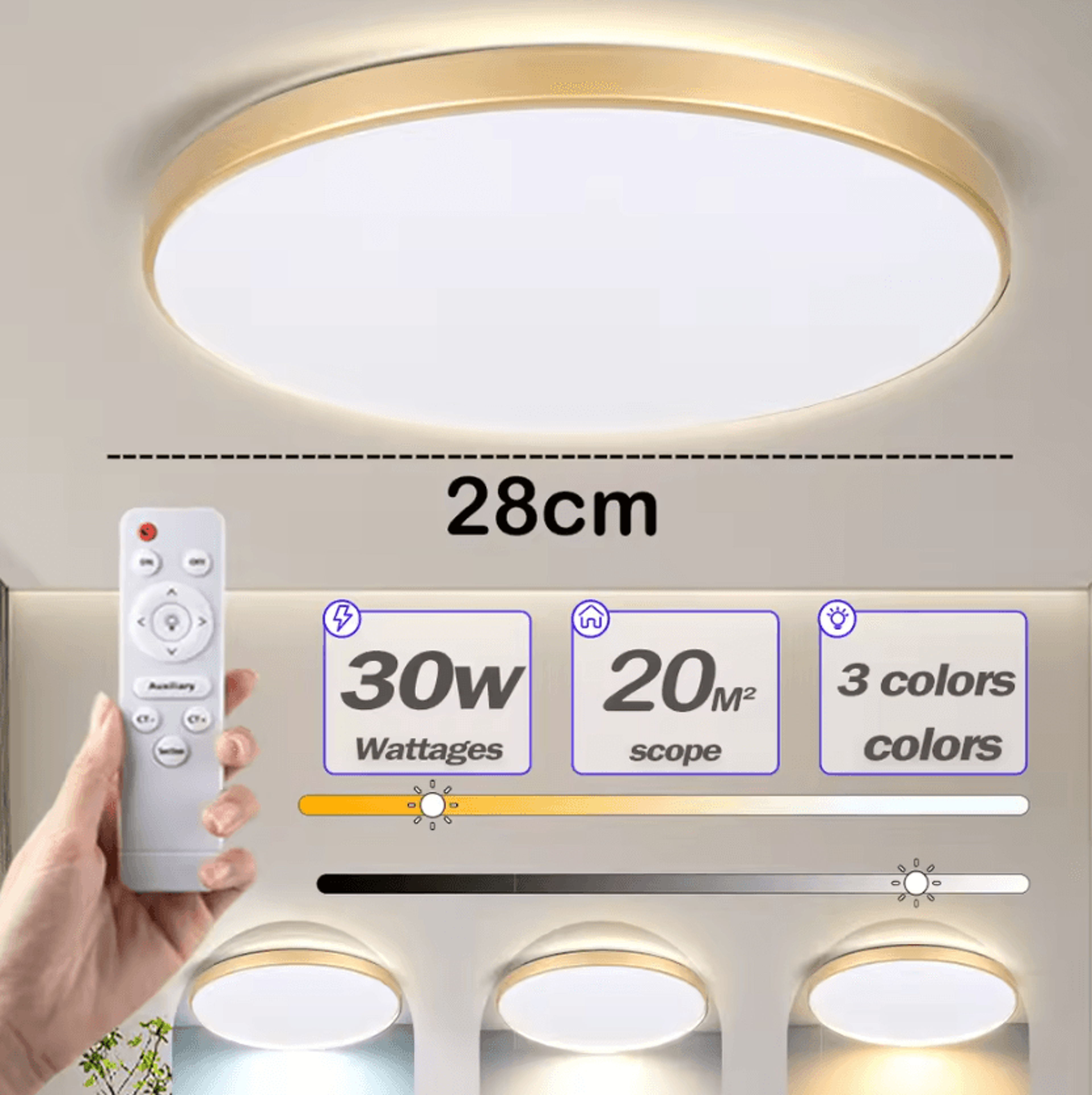 Modern 30W 40W LED Ceiling Lamp AC220V Dimmable Remote Control Panel Light For Bedroom And Living R 7