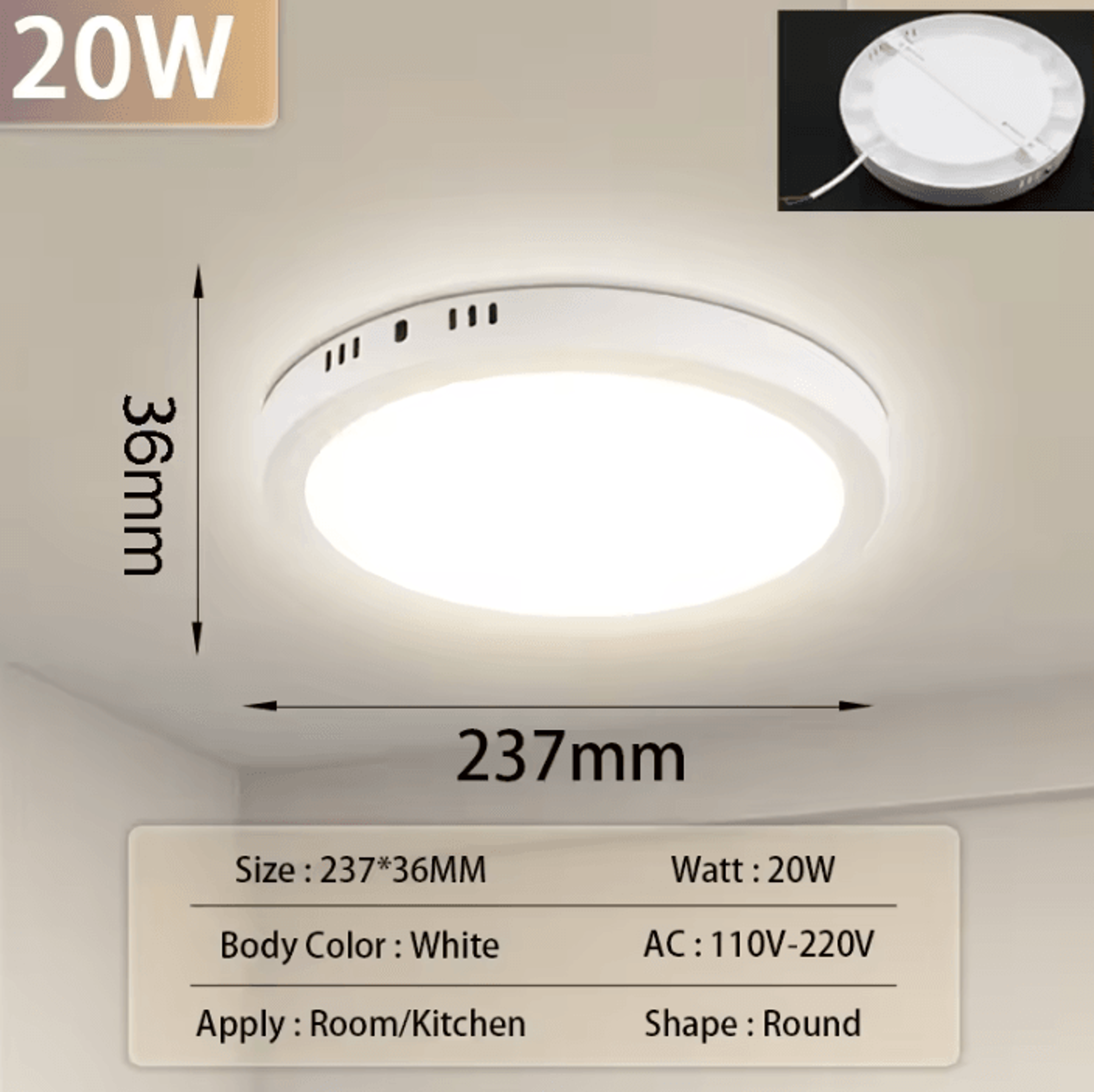 Ultra Thin LED Ceiling Panel Light 20W 30W Square Round 110265V Modern Lamp For Bedroom And Living  3