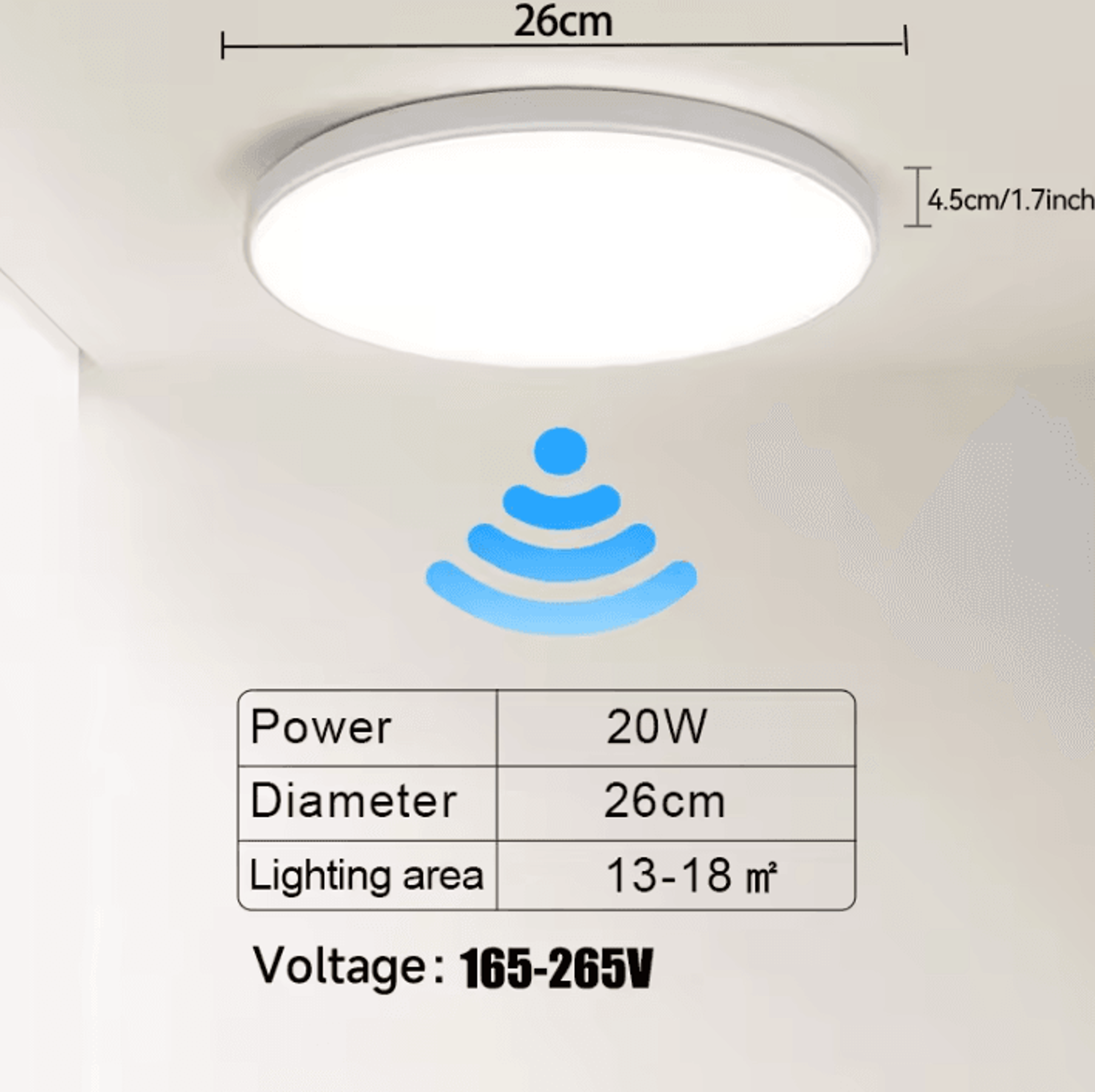 Intelligent LED Radar Motion Sensor Ceiling Light Automatic Panel Lamp For Hallway Stairway And Gar 4