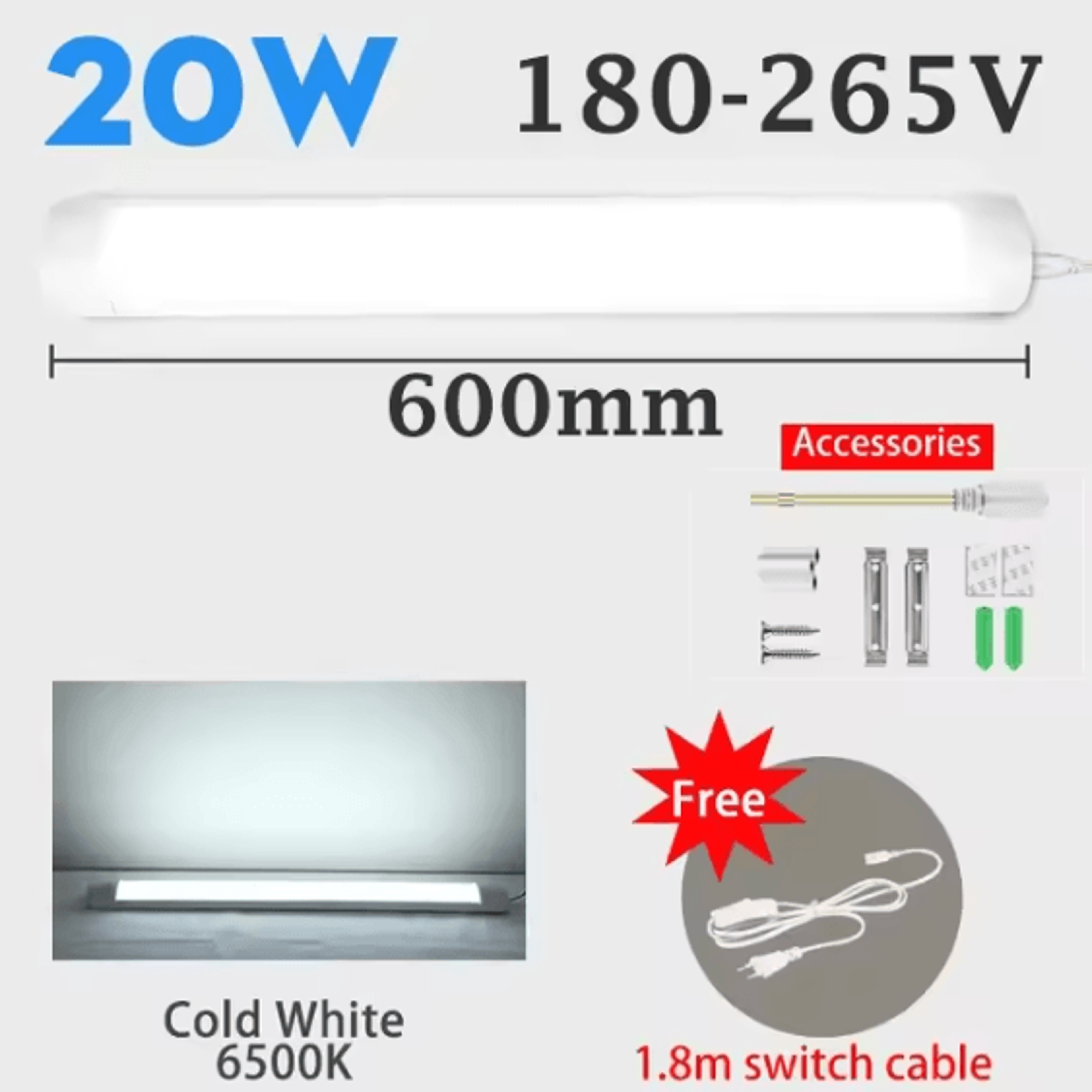 120cm 40W LED Cabinet Tube Light Bright Connectable Bar Lamp For Kitchen Closet And Bedroom 9