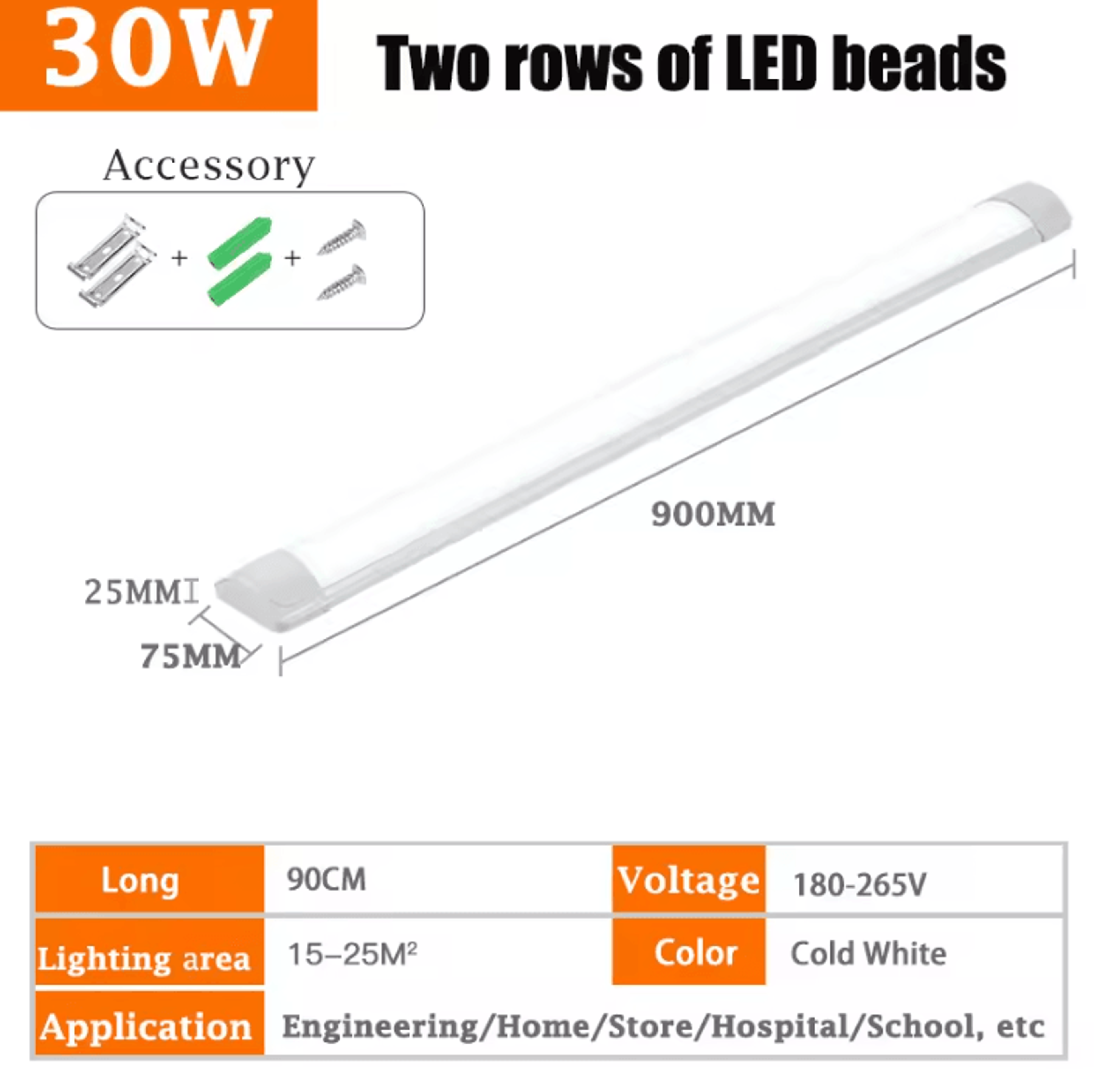 100W LED Tube Light Bar 60CM 120CM Ceiling Wall Lamp For Kitchen Warehouse Office And Commercial Li 7