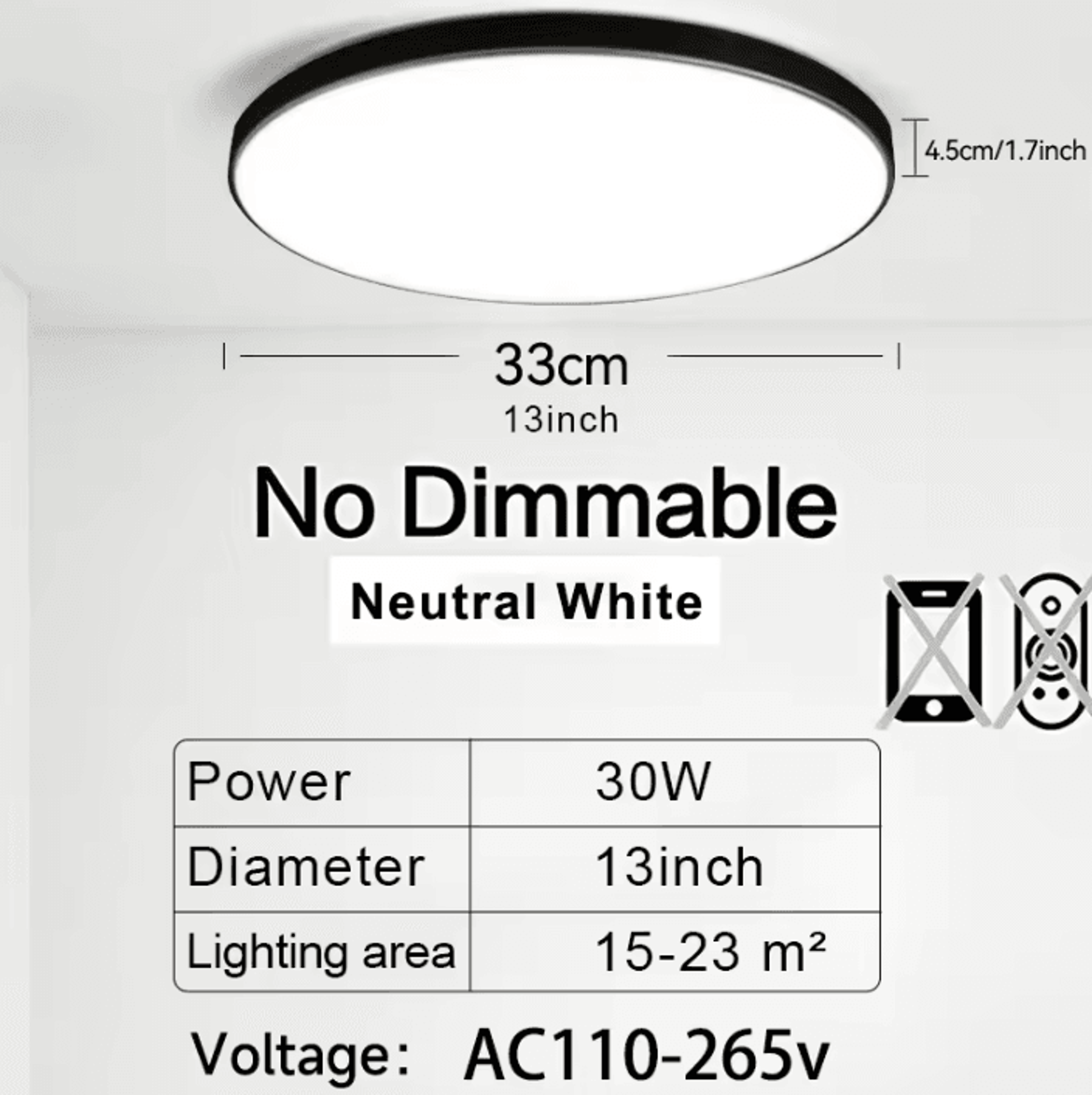 Smart 50W LED Ceiling Light 47cm Dimmable Remote Control Panel Lamp For Living Room And Bedroom 7