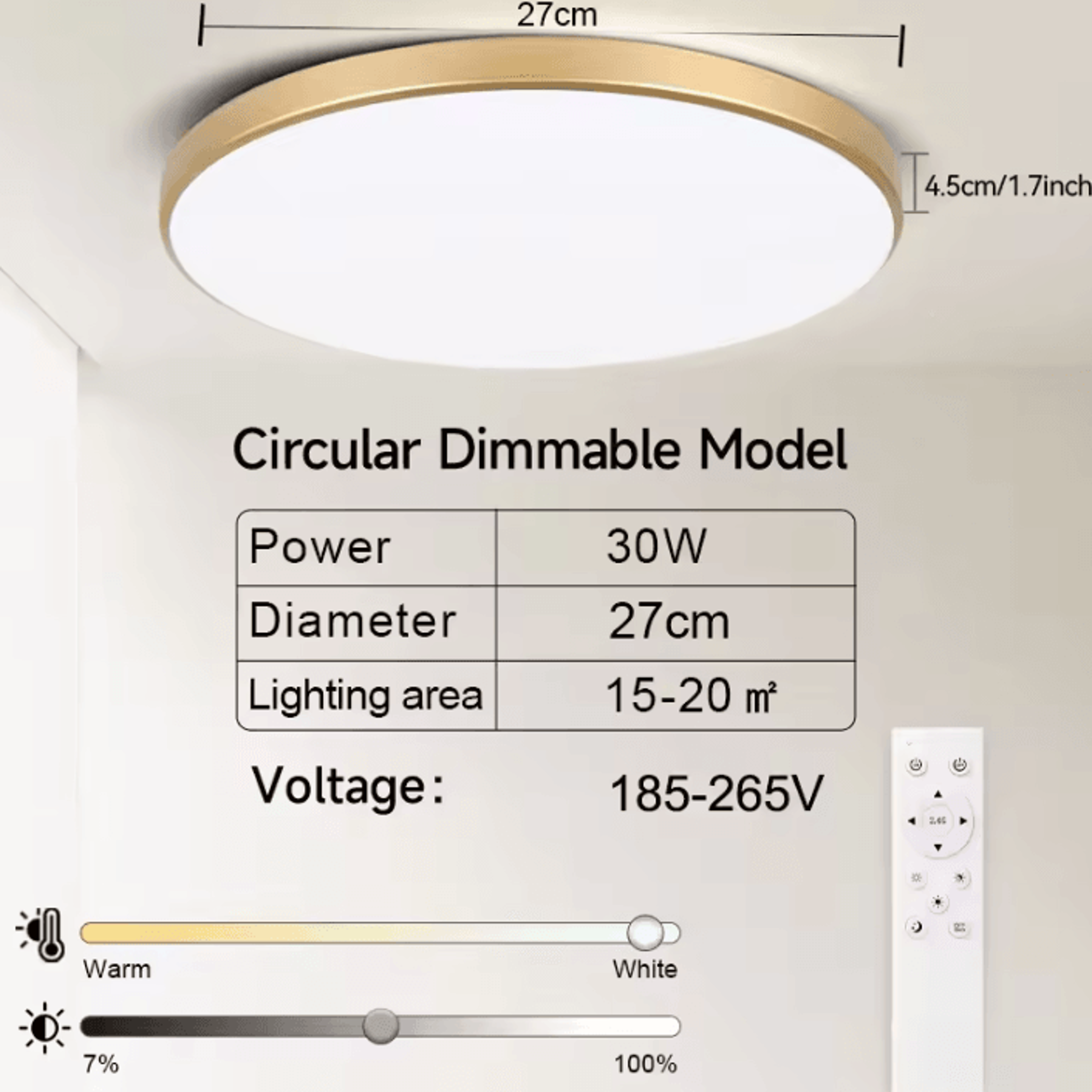Smart 50W LED Ceiling Light 47cm Dimmable Remote Control Panel Lamp For Living Room And Bedroom 5