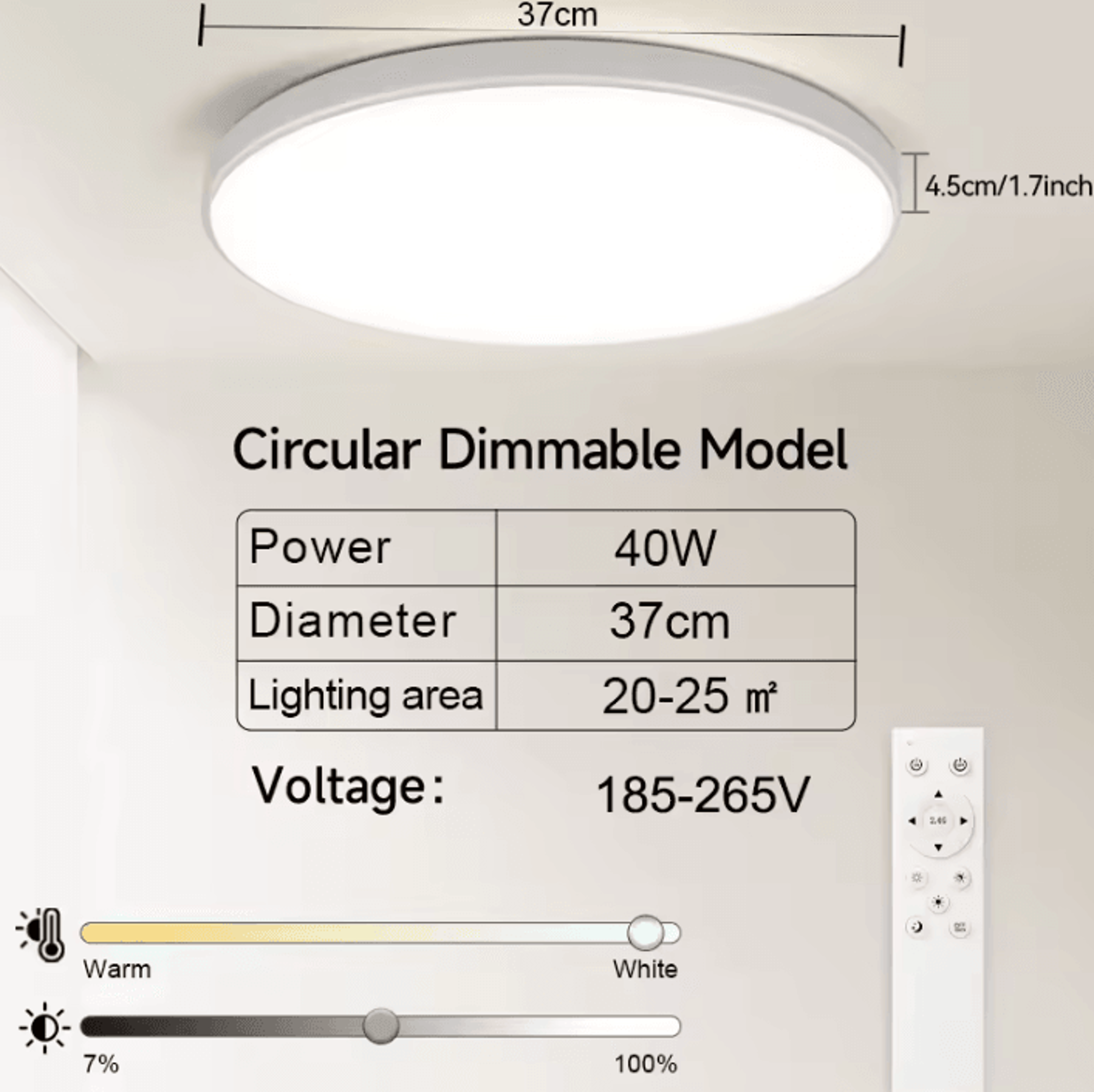 Smart 50W LED Ceiling Light 47cm Dimmable Remote Control Panel Lamp For Living Room And Bedroom 14
